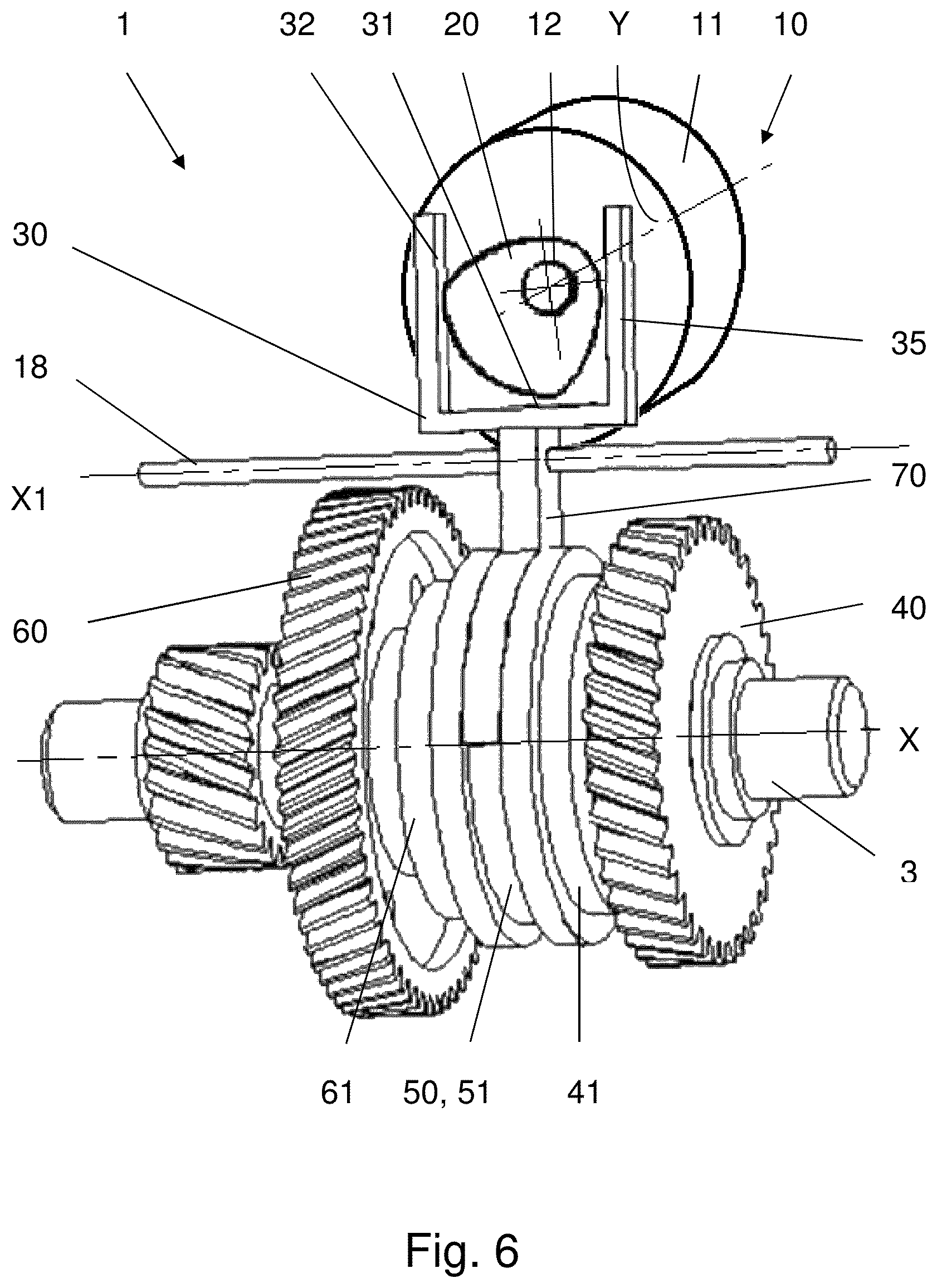 Patent US12460720 Figure 6 – Actuation device for a transmission system