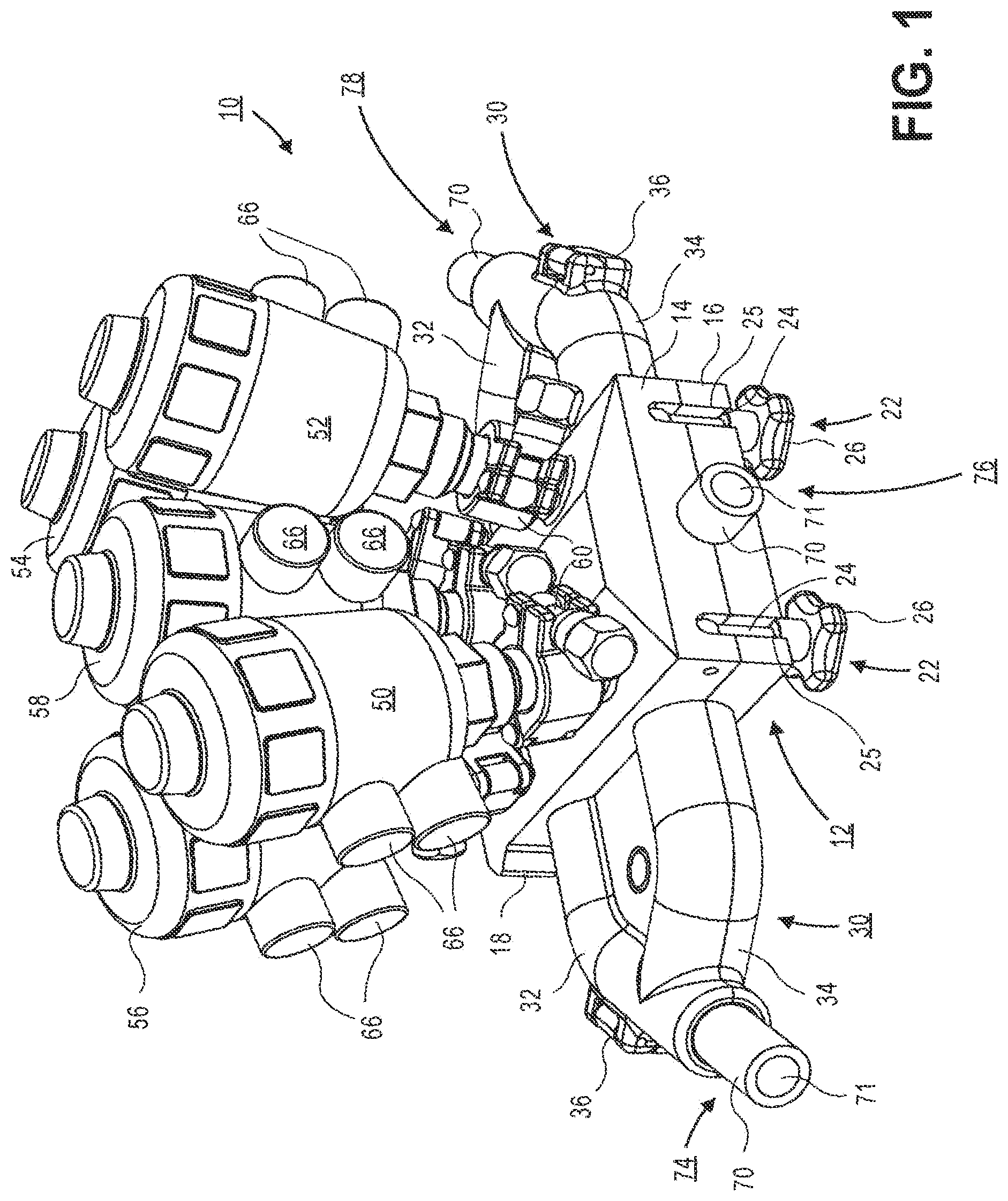 Patent US12460731 — Valve assembly with directional flow path — Figure 1