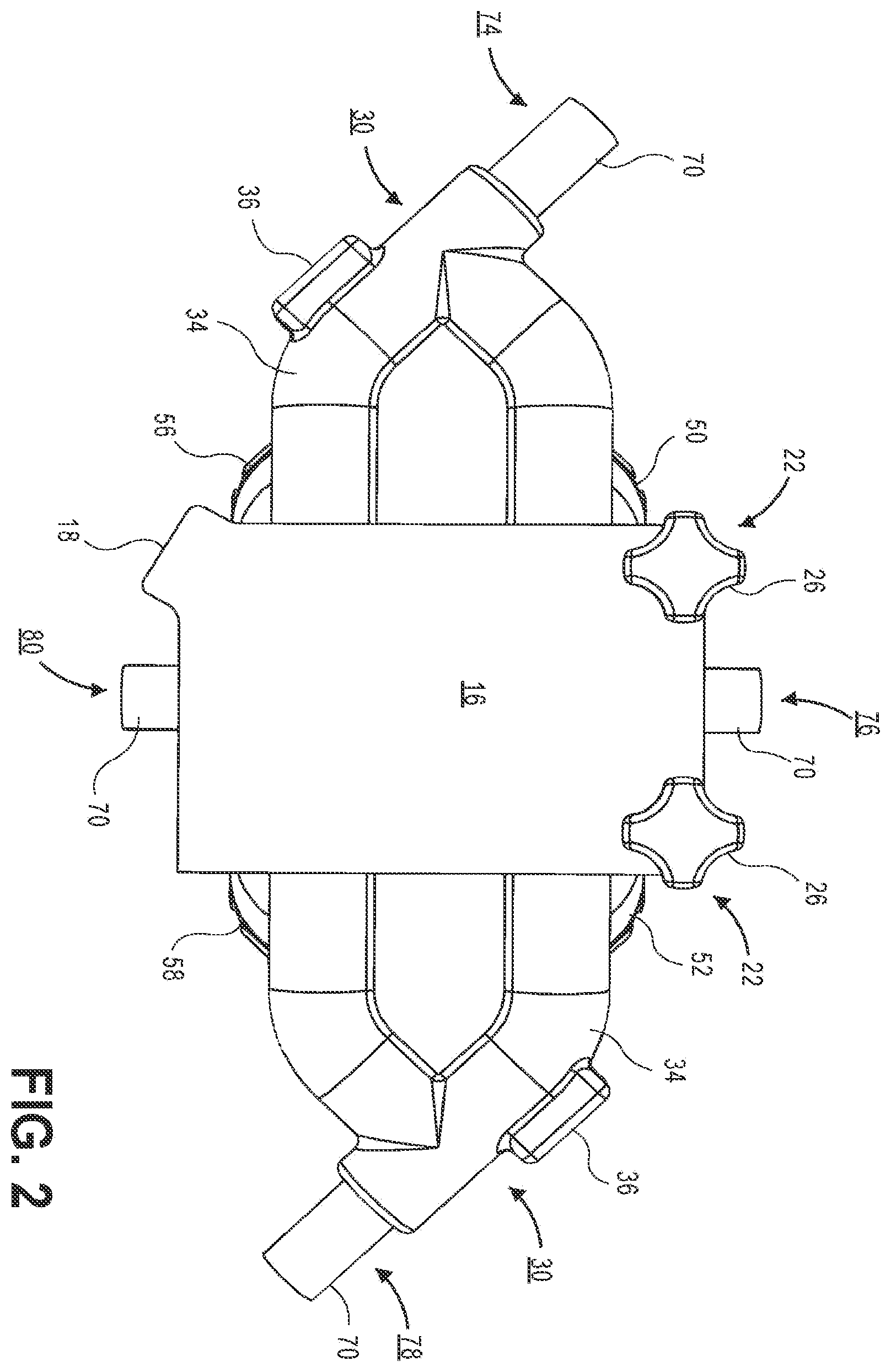 Patent US12460731 Figure 2 – Valve assembly with directional flow path