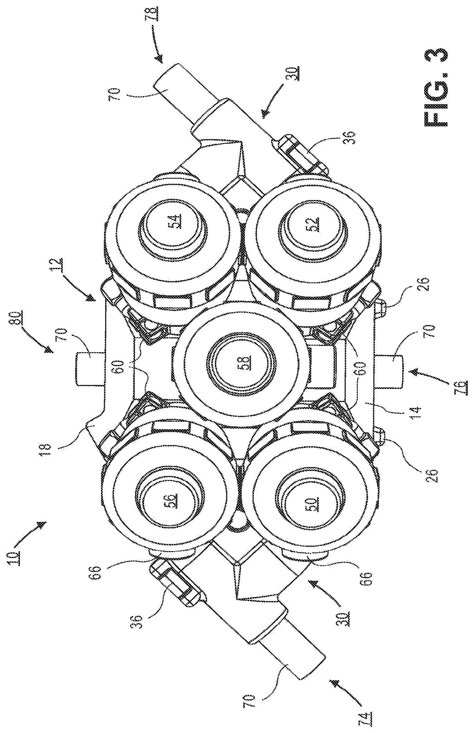 Patent US12460731 Figure 3 – Valve assembly with directional flow path