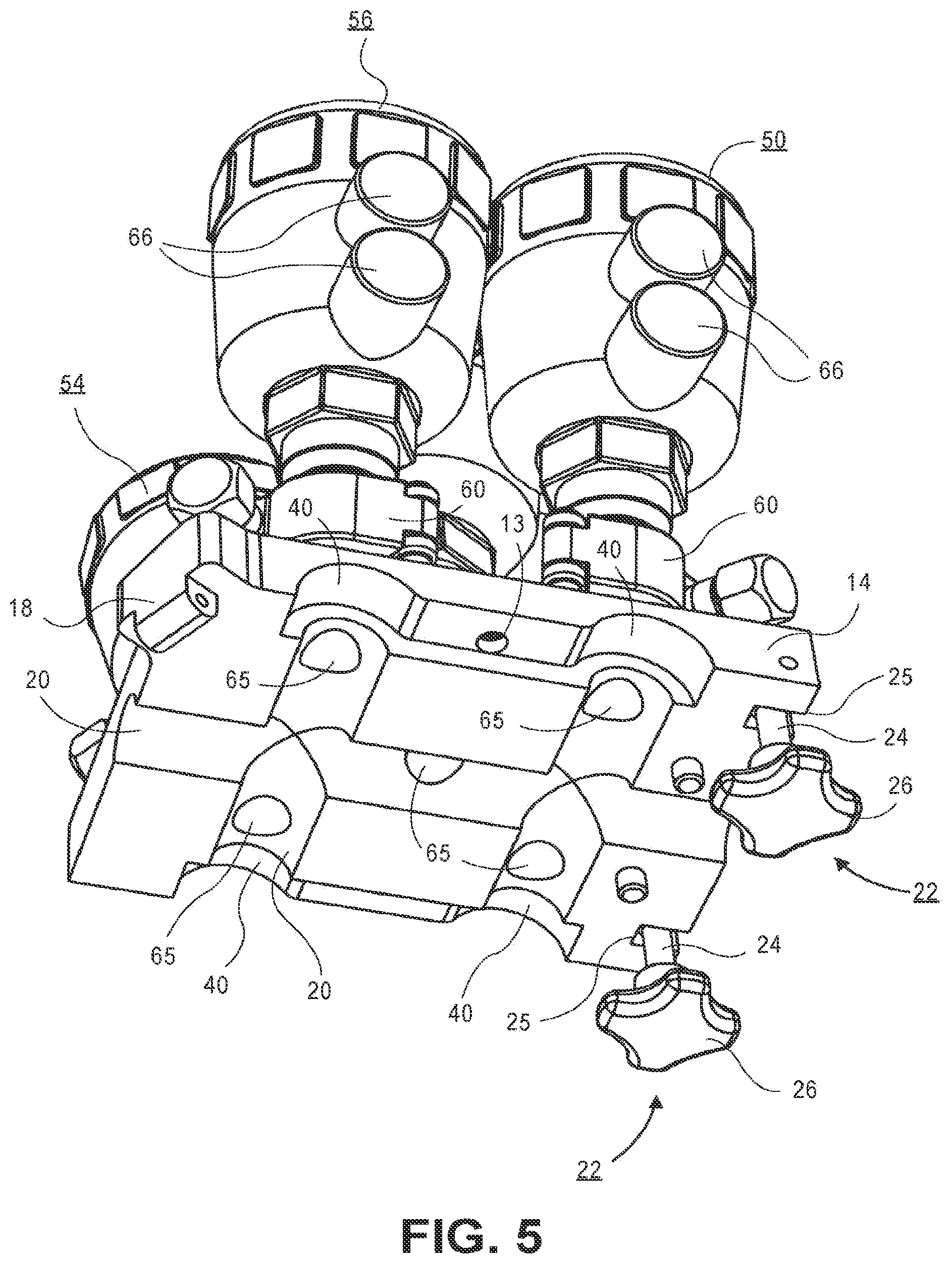 Patent US12460731 Figure 5 – Valve assembly with directional flow path