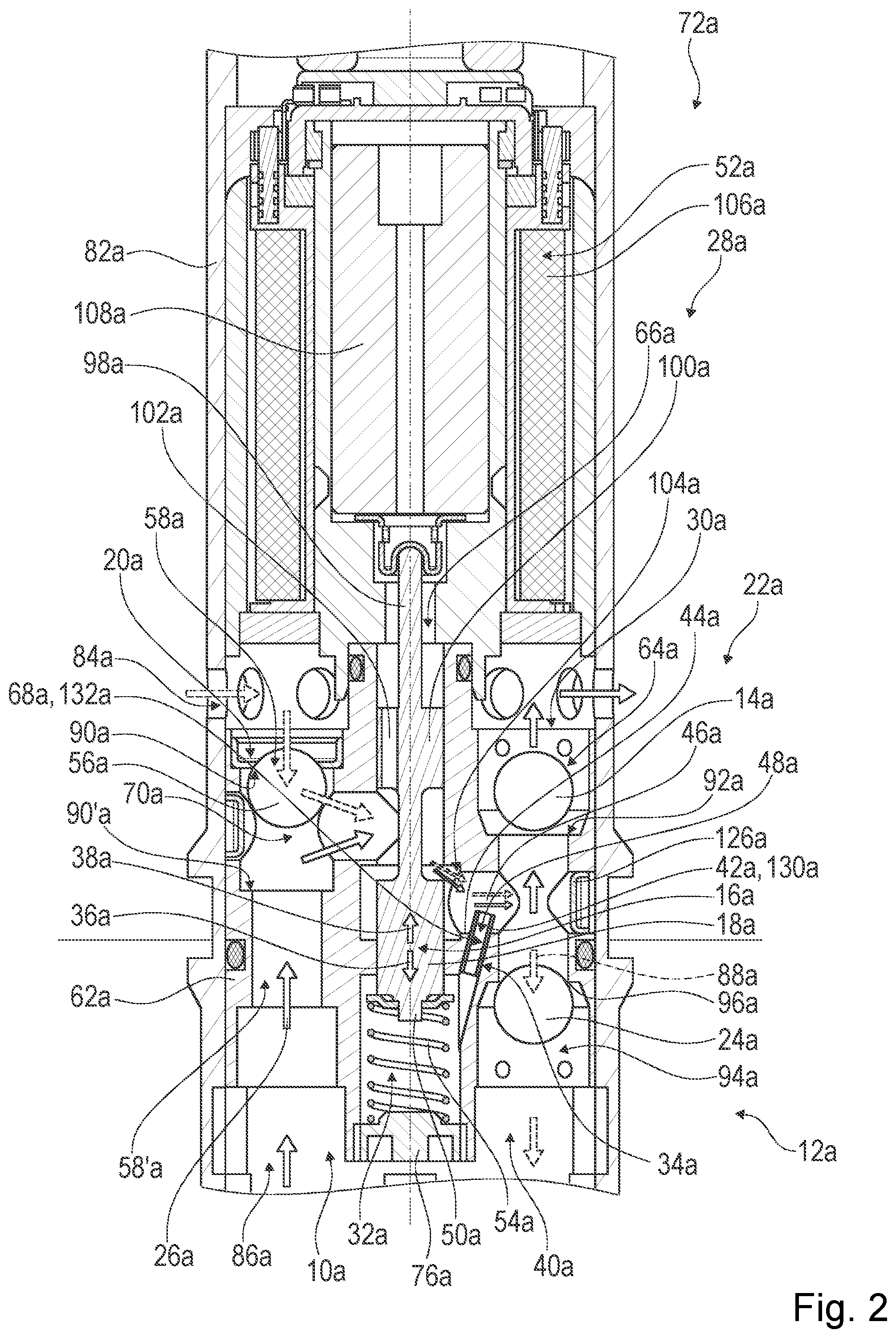 Patent US12460732 Figure 2 – Variable flow check valve device, suspension valve, vehicle suspension system and method
