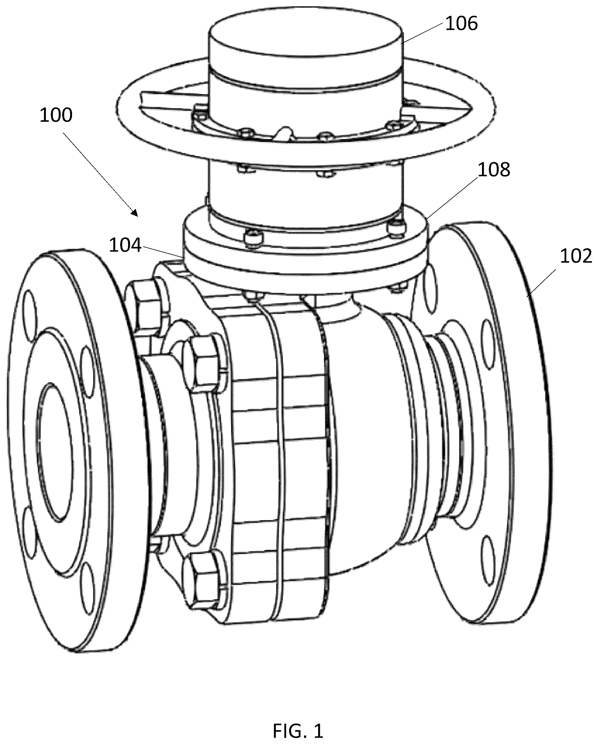 Patent US12460738 Figure 1 – Magnetically actuated pipe valve with torque-limiting clutch and position indication