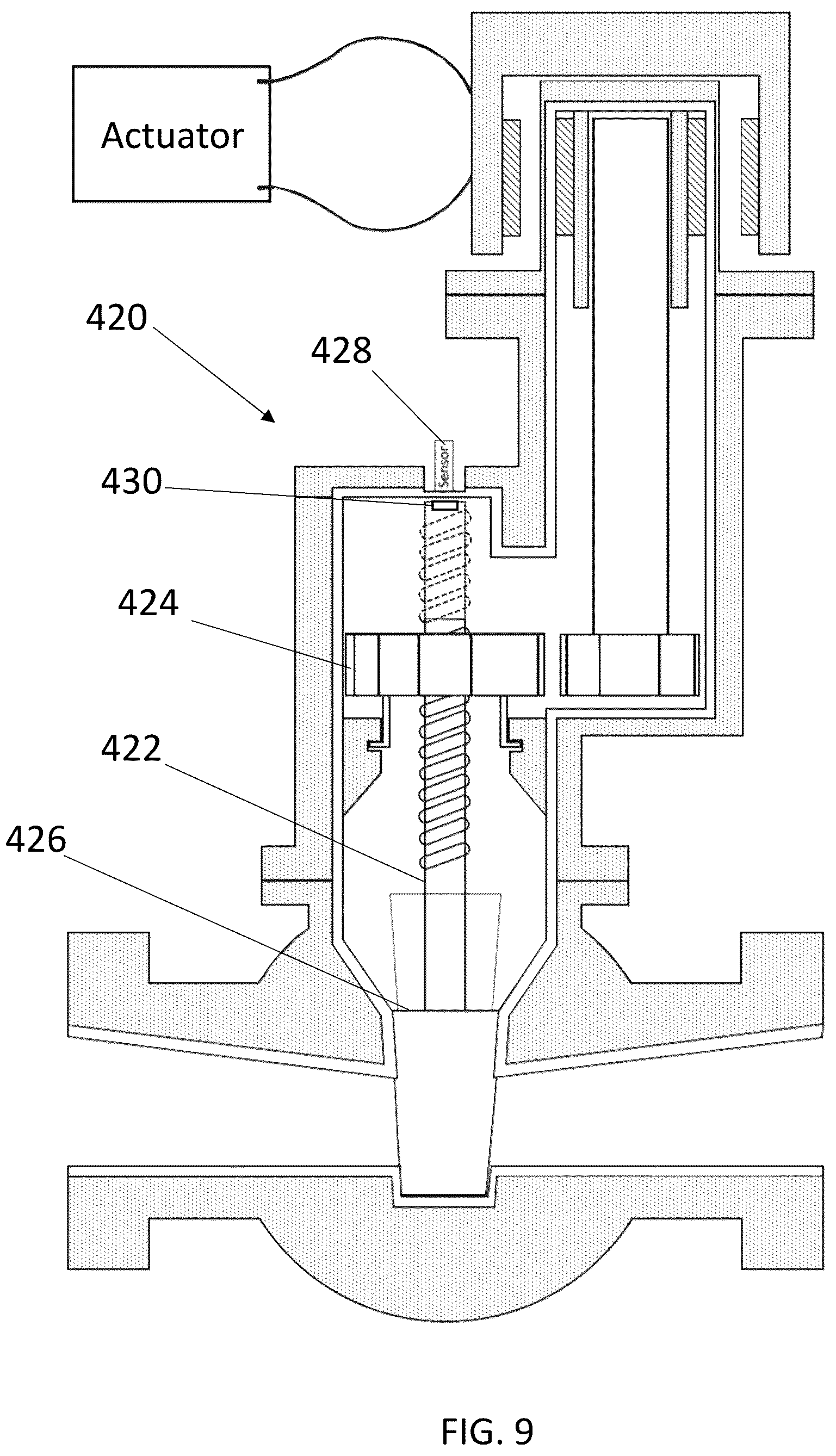 Patent US12460738 Figure 10 – Magnetically actuated pipe valve with torque-limiting clutch and position indication