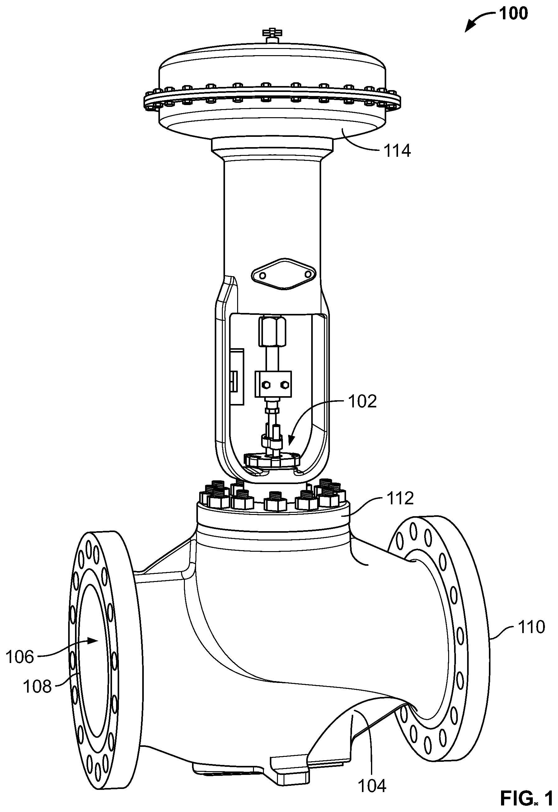 Patent US12460745 Figure 1 – Valve trim apparatus for use with fluid valves