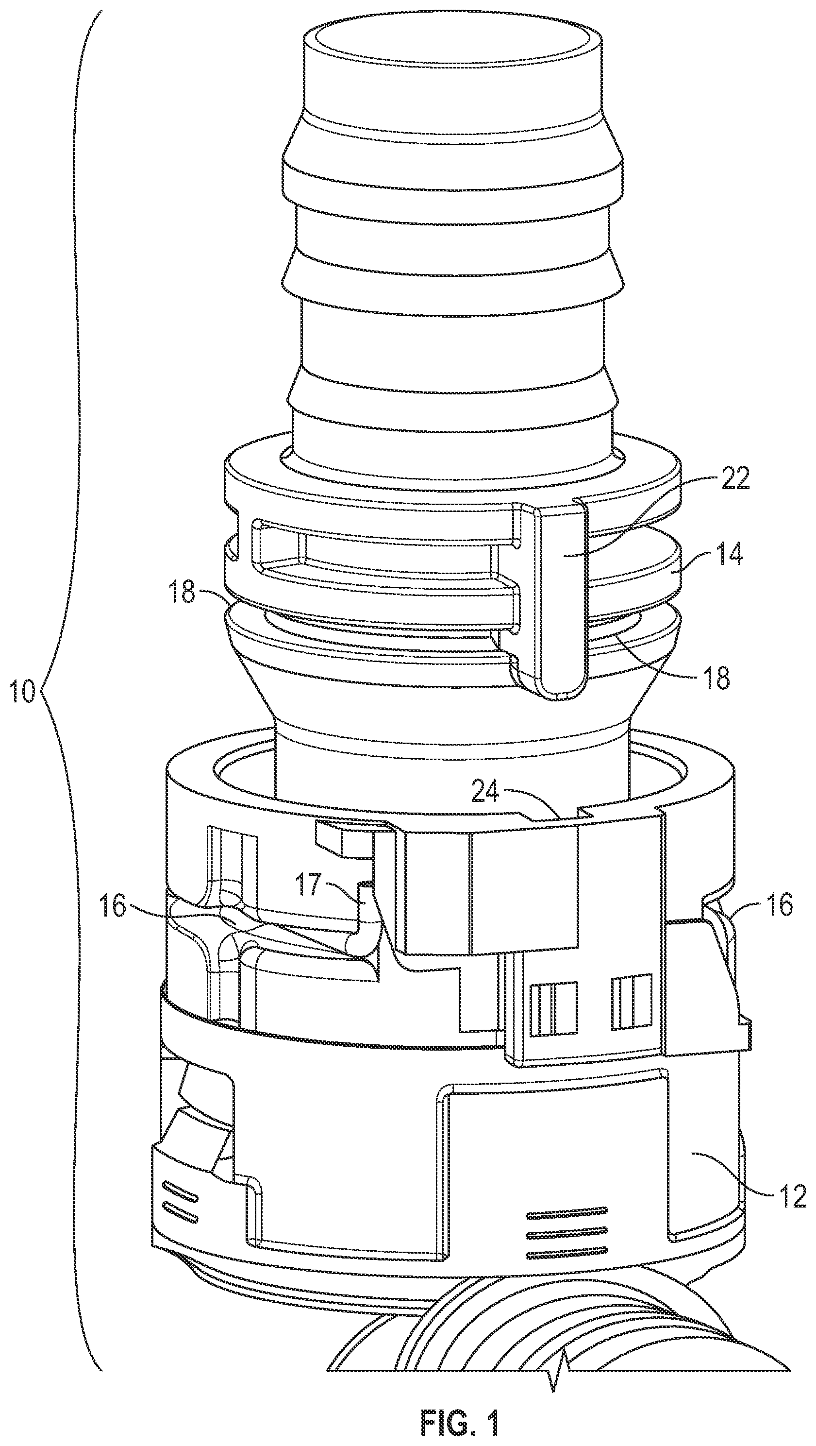Patent US12460757 Figure 1 – Quick connector coupling with verification tab
