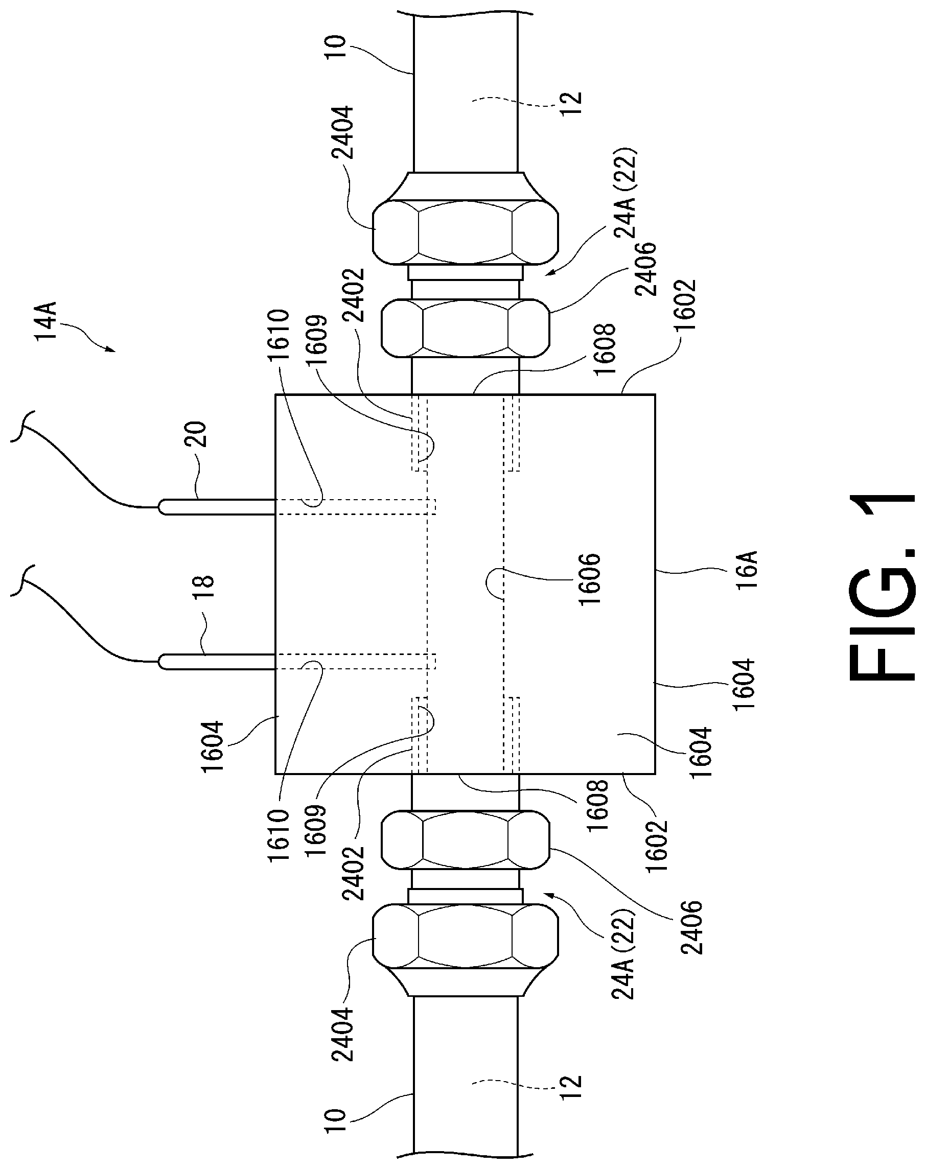 Patent US12460760 Figure 1 – Attachment for fluid characteristic measurement sensor