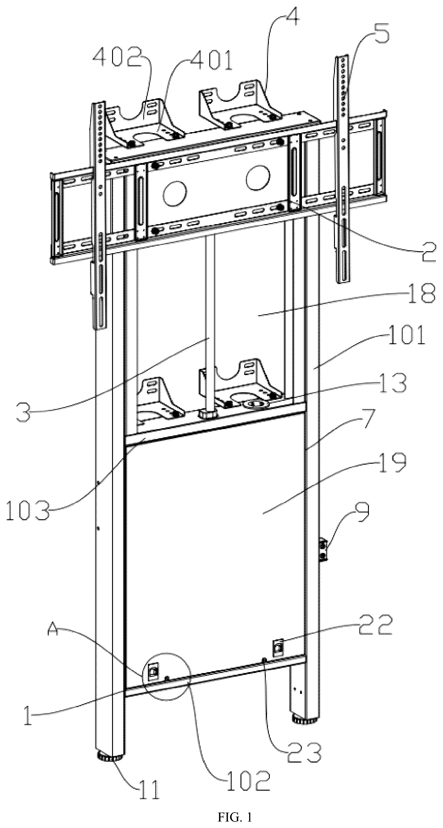 Patent US12460766 Figure 1 – Display screen mounting device