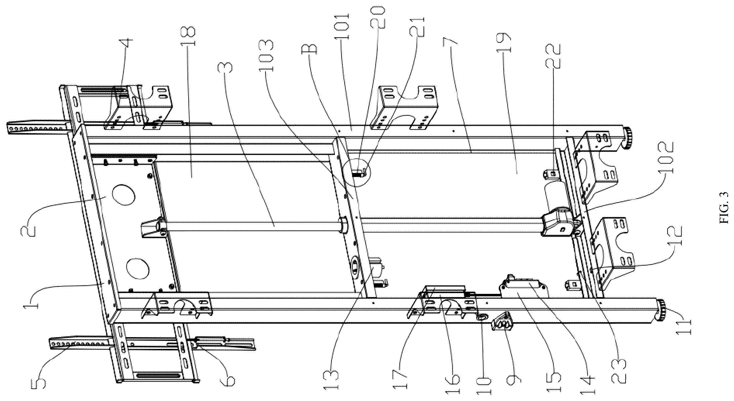 Patent US12460766 Figure 3 – Display screen mounting device
