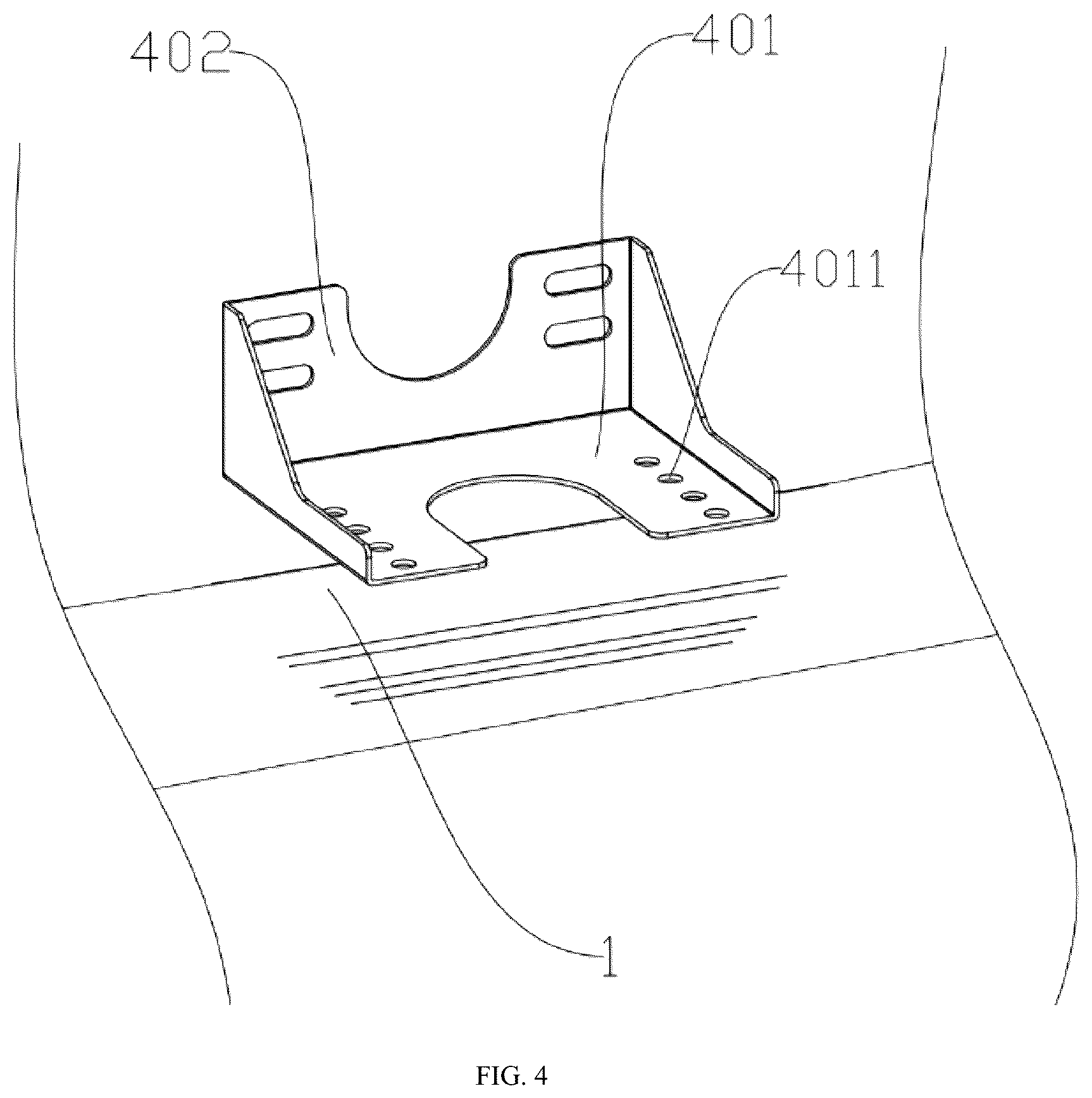 Patent US12460766 Figure 4 – Display screen mounting device