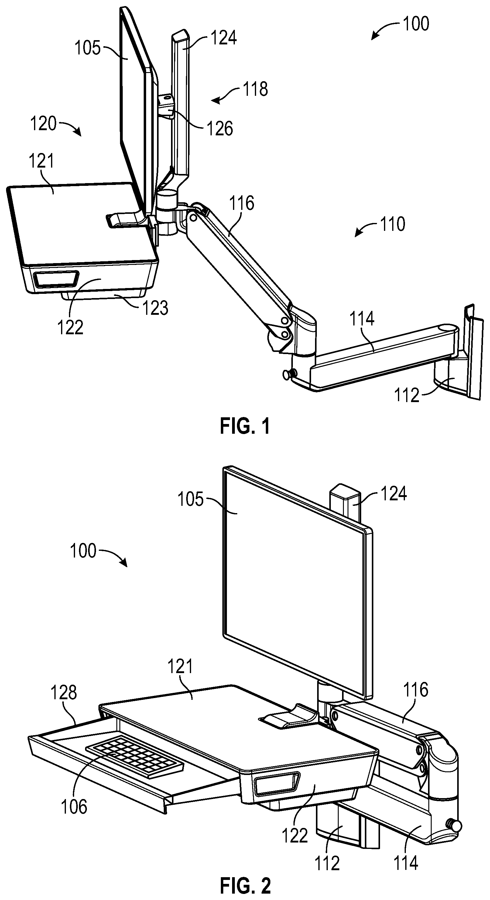 Patent US12460767 Figure 1 – Arm assembly