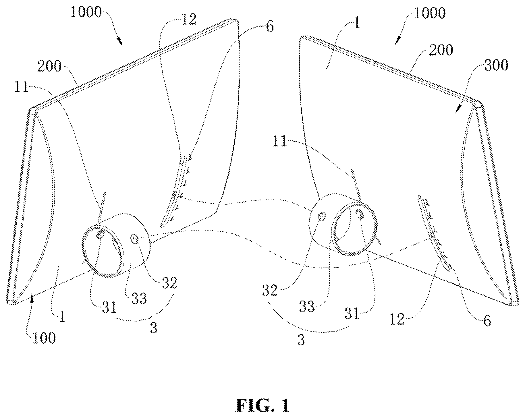 Patent US12460768 Figure 1 – First support assembly, support assembly system, display apparatus and double-sided display apparatus