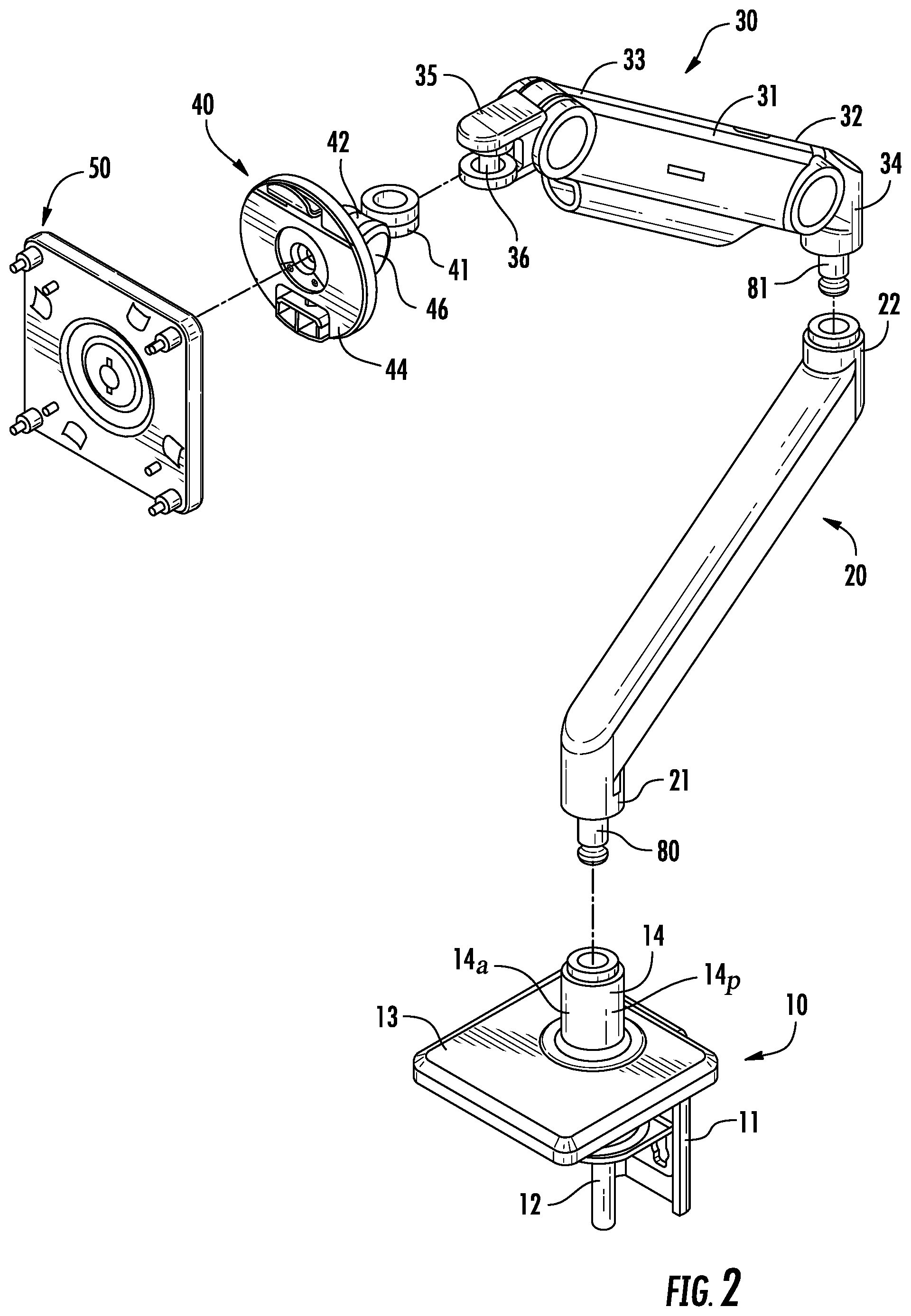 Patent US12460769 Figure 2 – Adjustable support arm