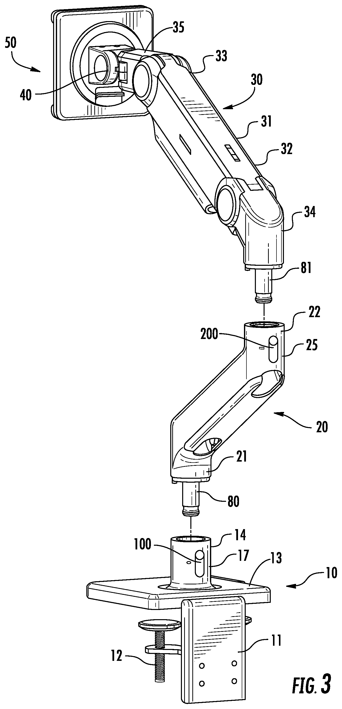 Patent US12460769 Figure 3 – Adjustable support arm