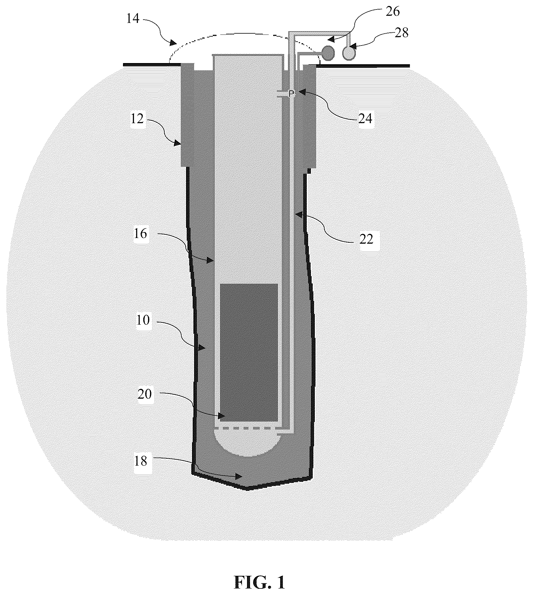 Patent US12460771 Figure 1 – Electric energy storage in the form of underground gravity and buoyant energy