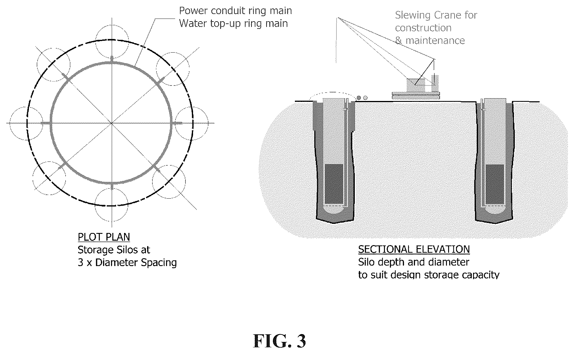 Patent US12460771 Figure 3 – Electric energy storage in the form of underground gravity and buoyant energy