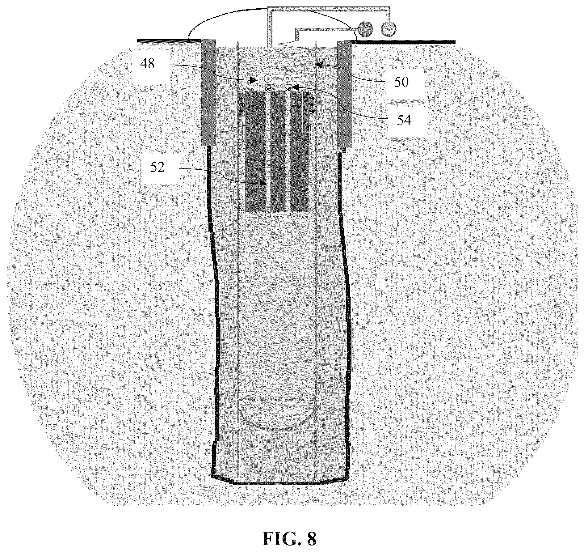 Patent US12460771 Figure 8 – Electric energy storage in the form of underground gravity and buoyant energy
