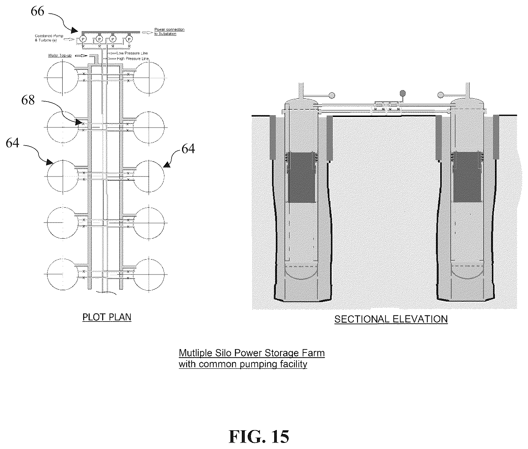 Patent US12460771 Figure 15 – Electric energy storage in the form of underground gravity and buoyant energy