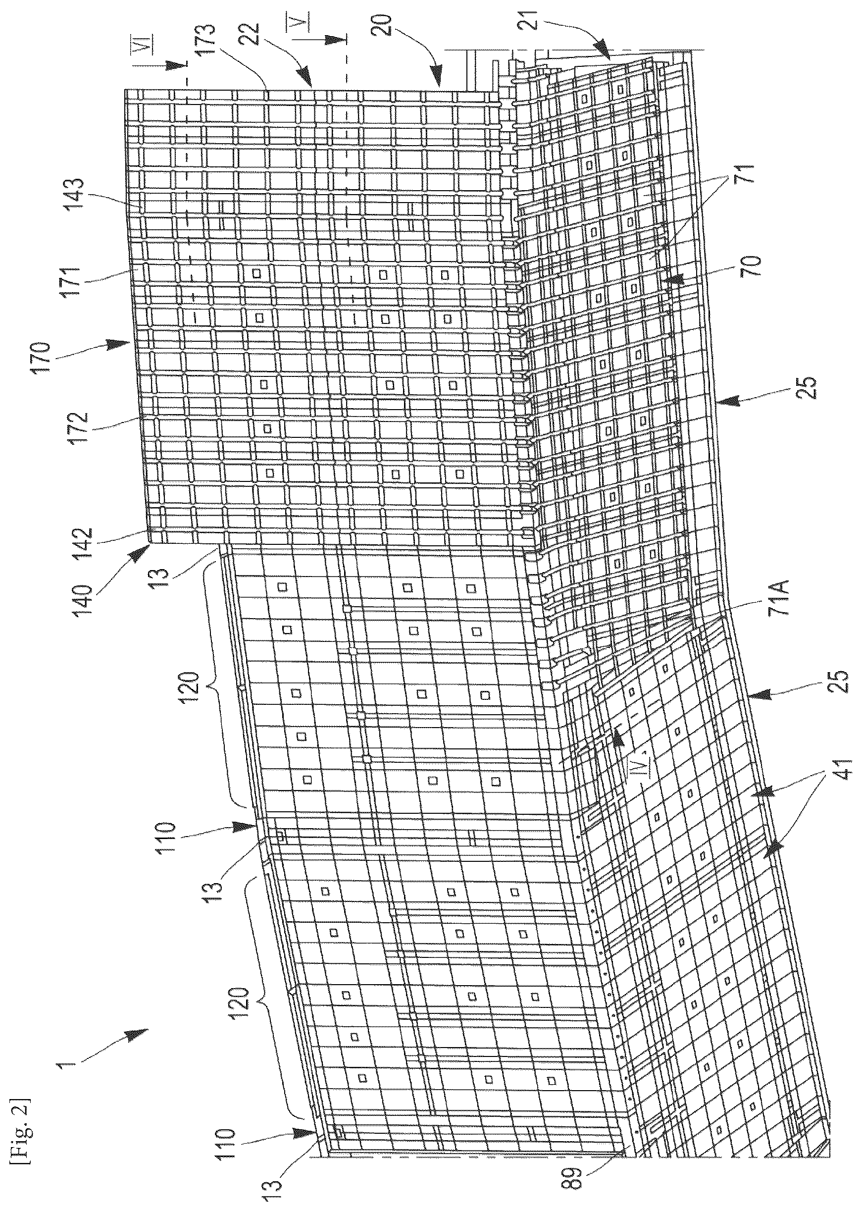 Patent US12460772 Figure 3 – Liquefied gas storage facility having a polygonal load-bearing structure