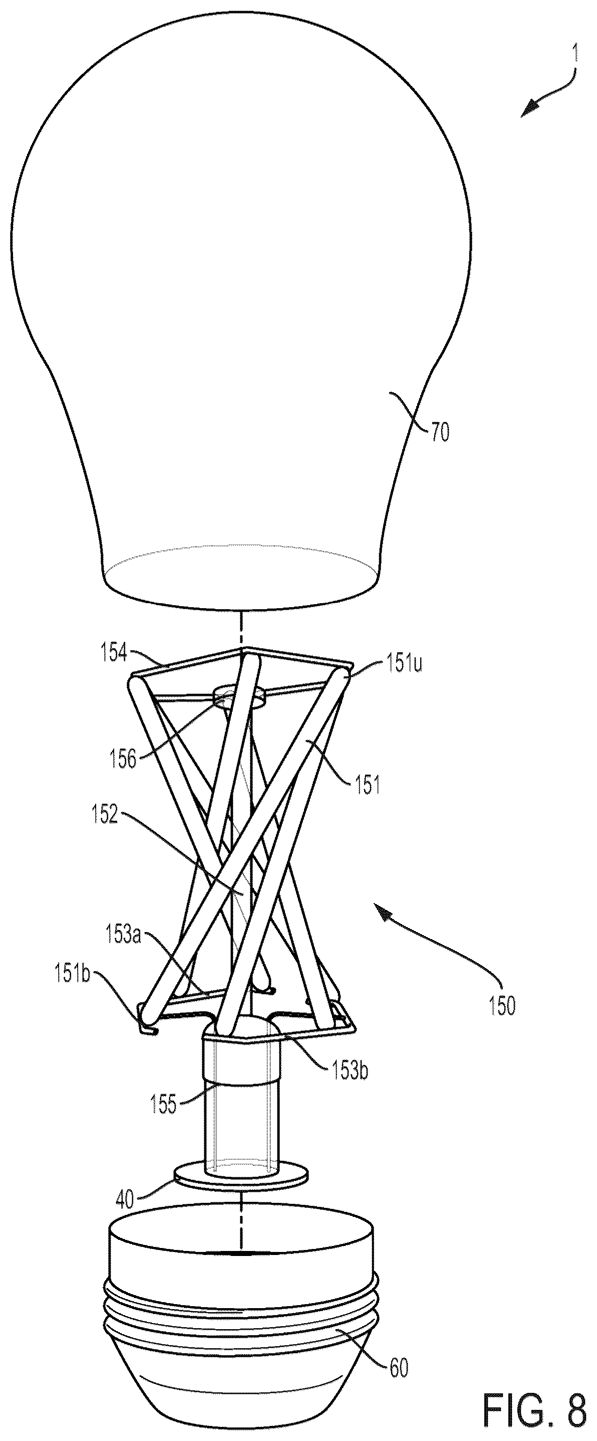 Patent US12460778 Figure 8 – Omnidirectional light emitting diode filament holder