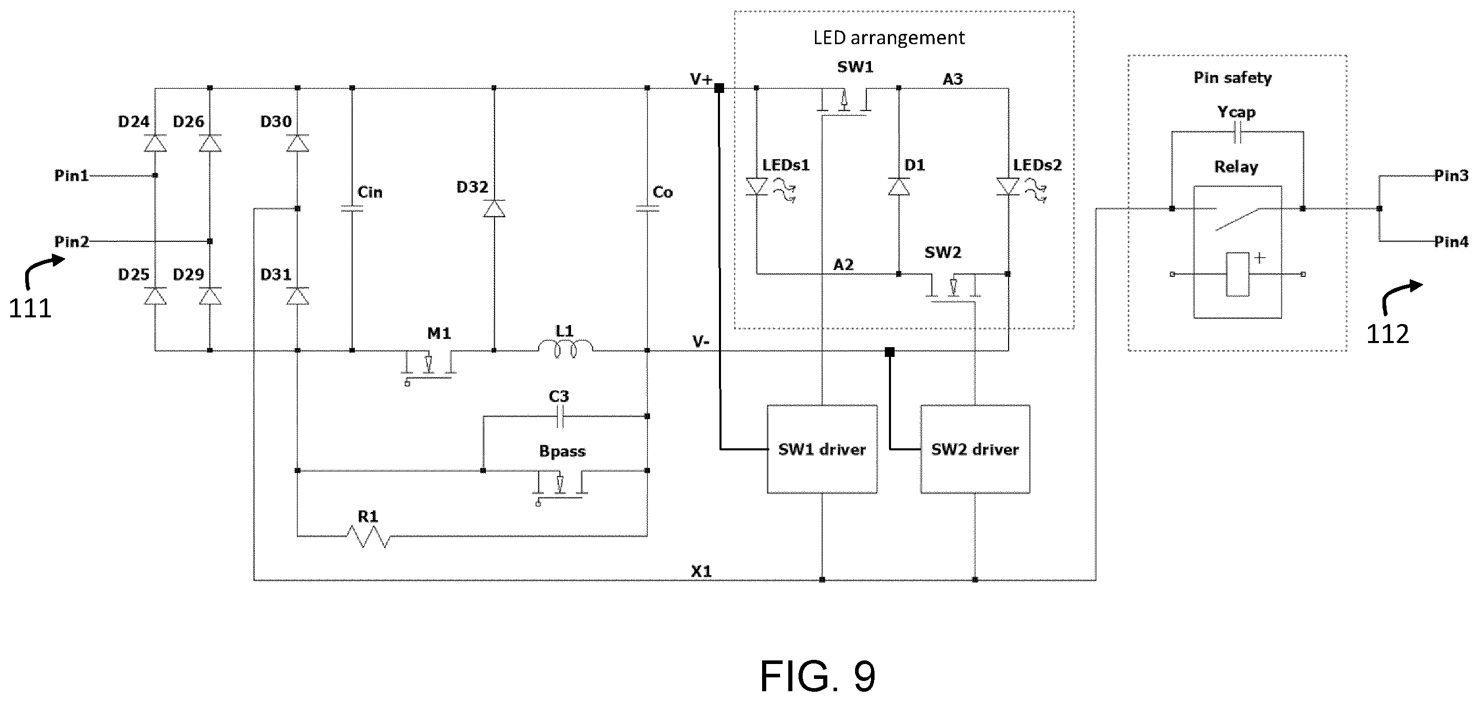 Patent US12460779 Figure 5 – Retrofit tubular lamp with single switch device