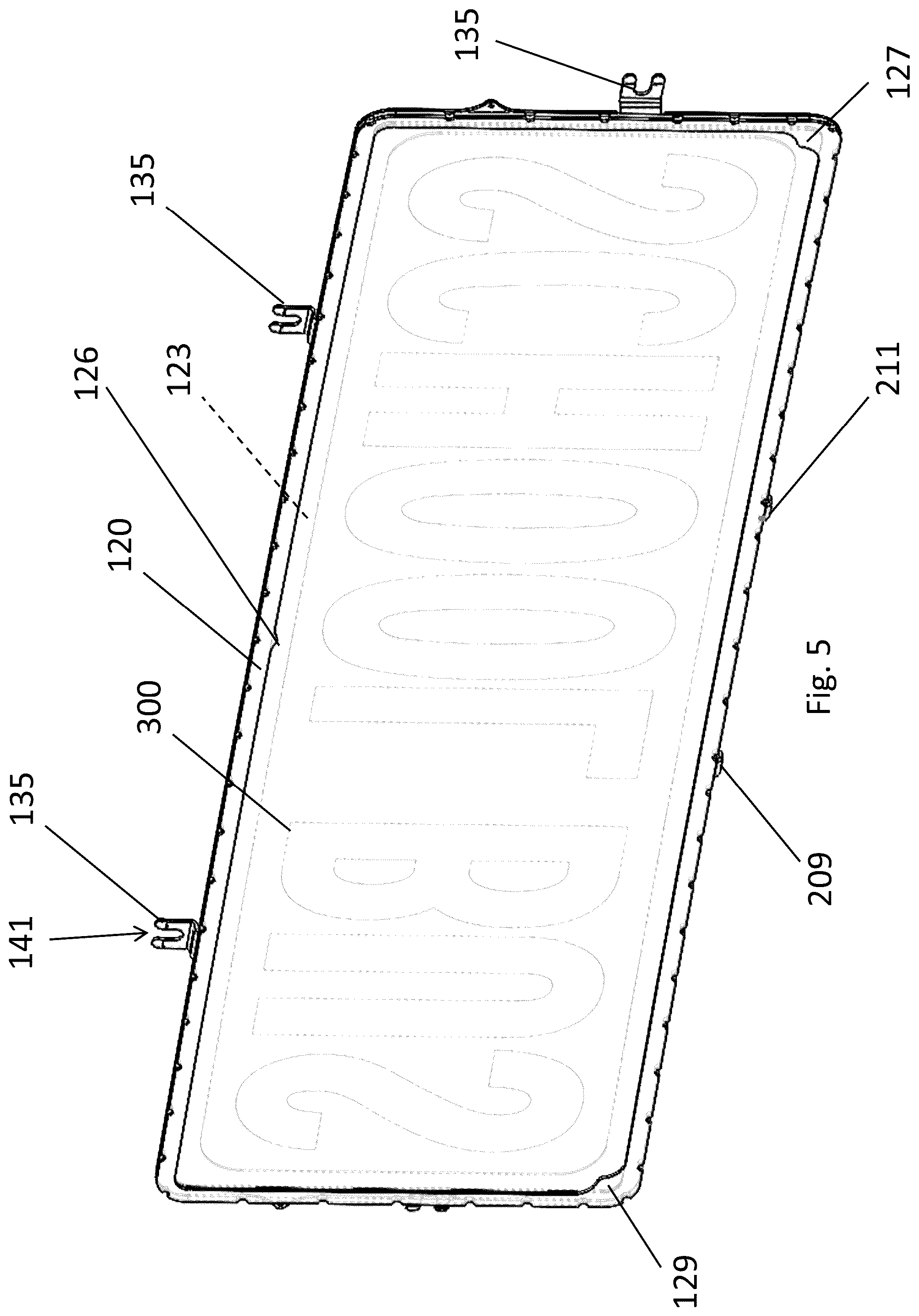 Patent US12460788 Figure 5 – Illuminated sign device with replaceable lens