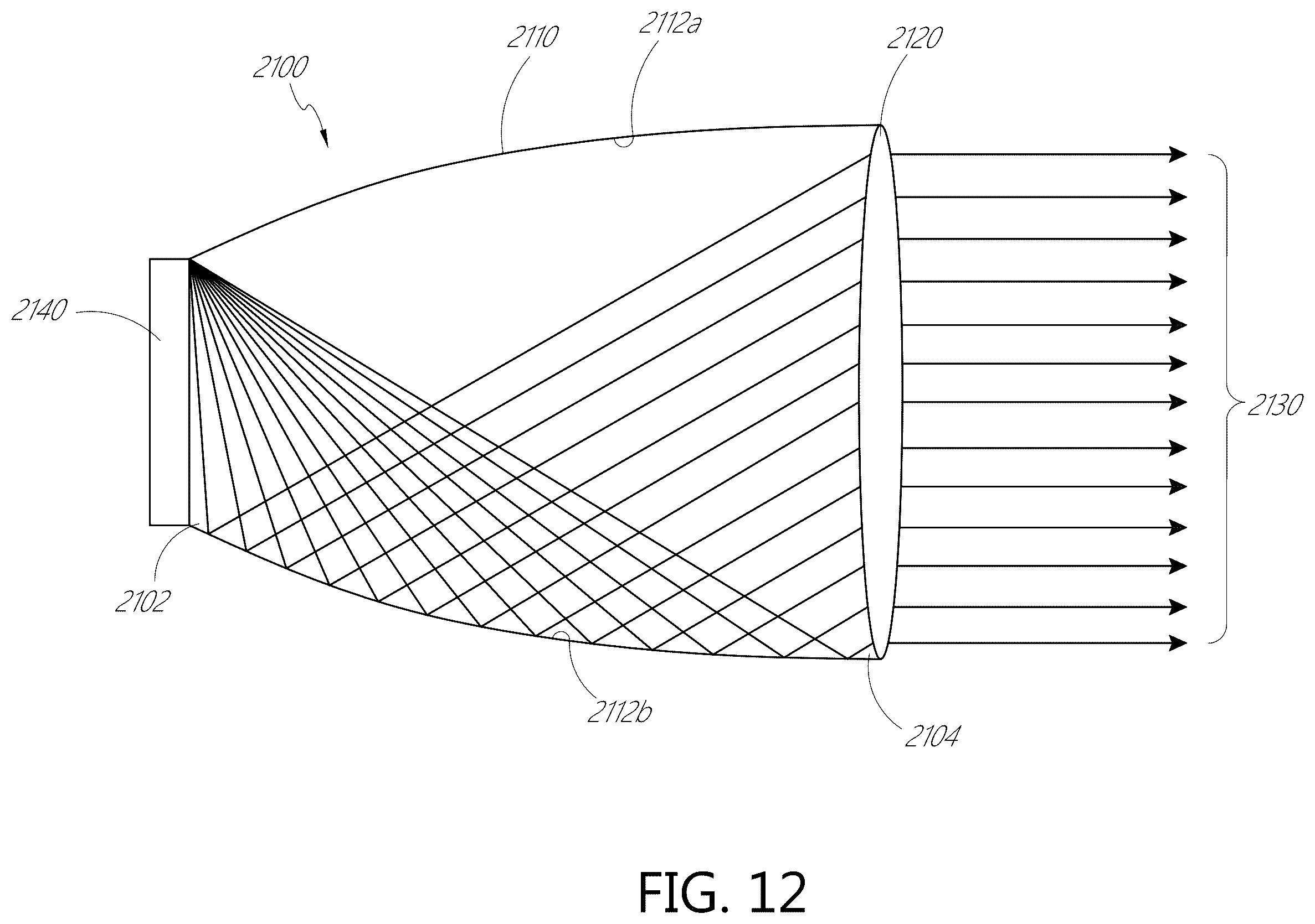 Patent US12460791 Figure 13 – Light output system with reflector and lens for highly spatially uniform light output