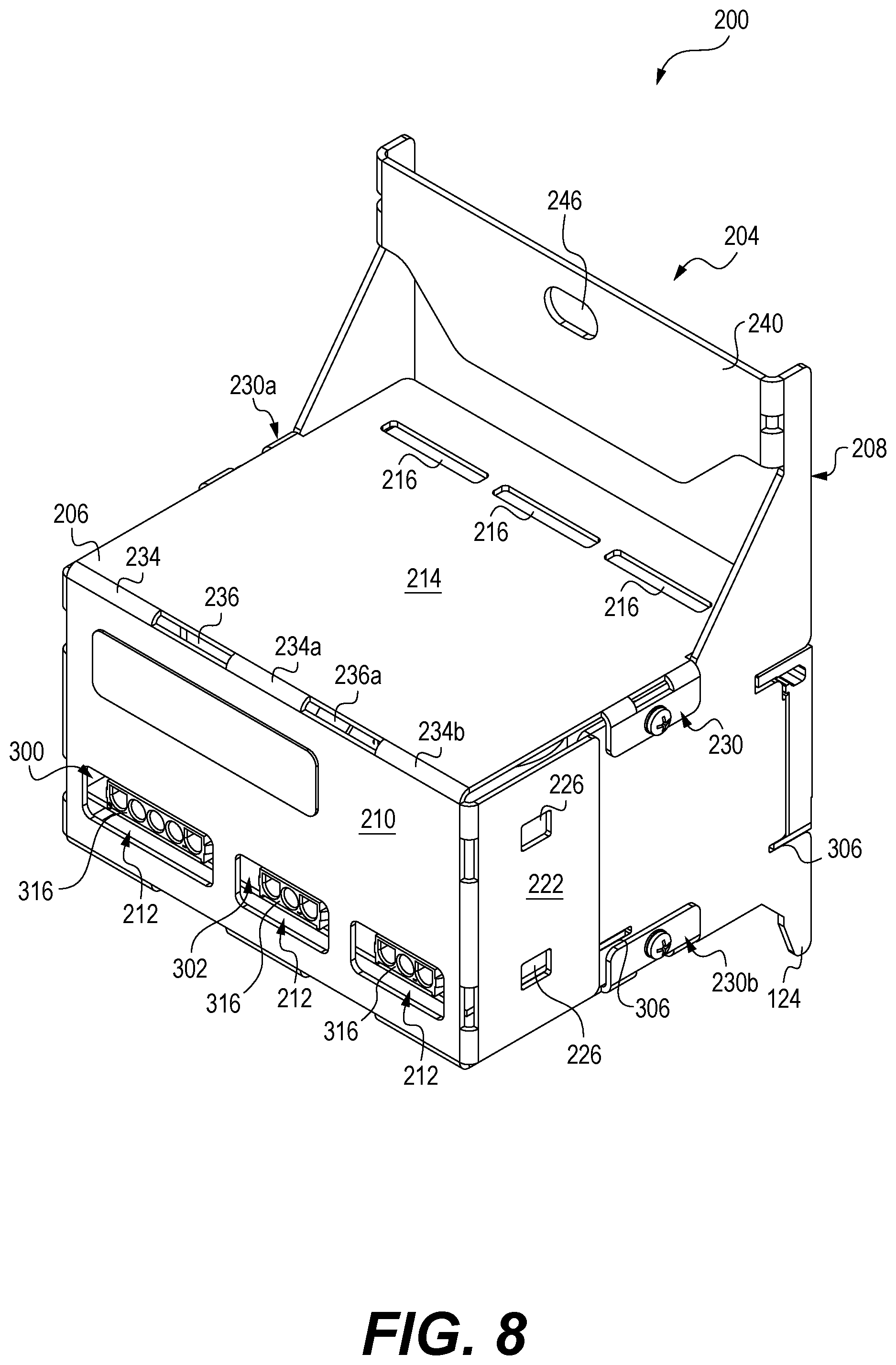 Patent US12460802 Figure 5 – Wire keeper, and an electrical component enclosure for retrofitting a lighting system with LED lights