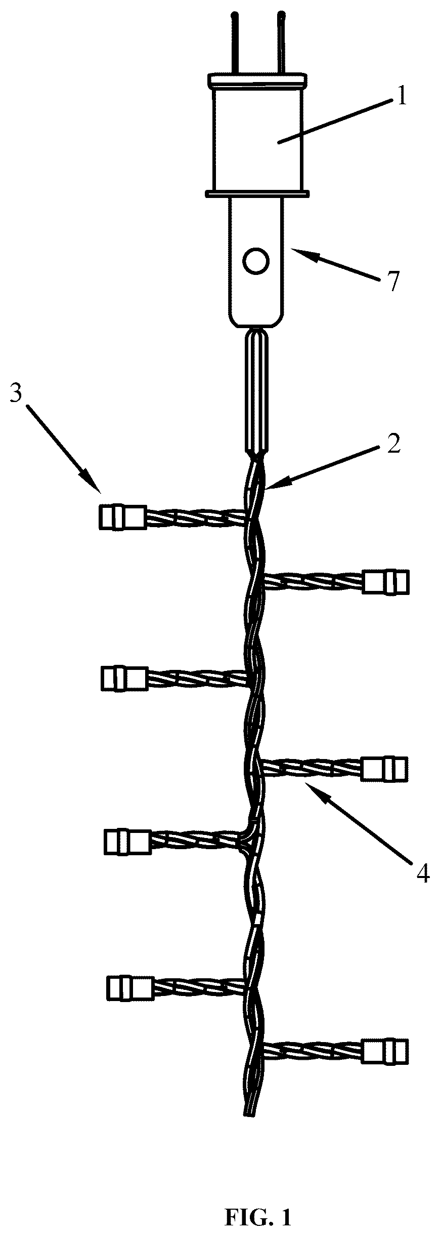Patent US12460806 — LED string light with branch-trunk structure — Figure 1