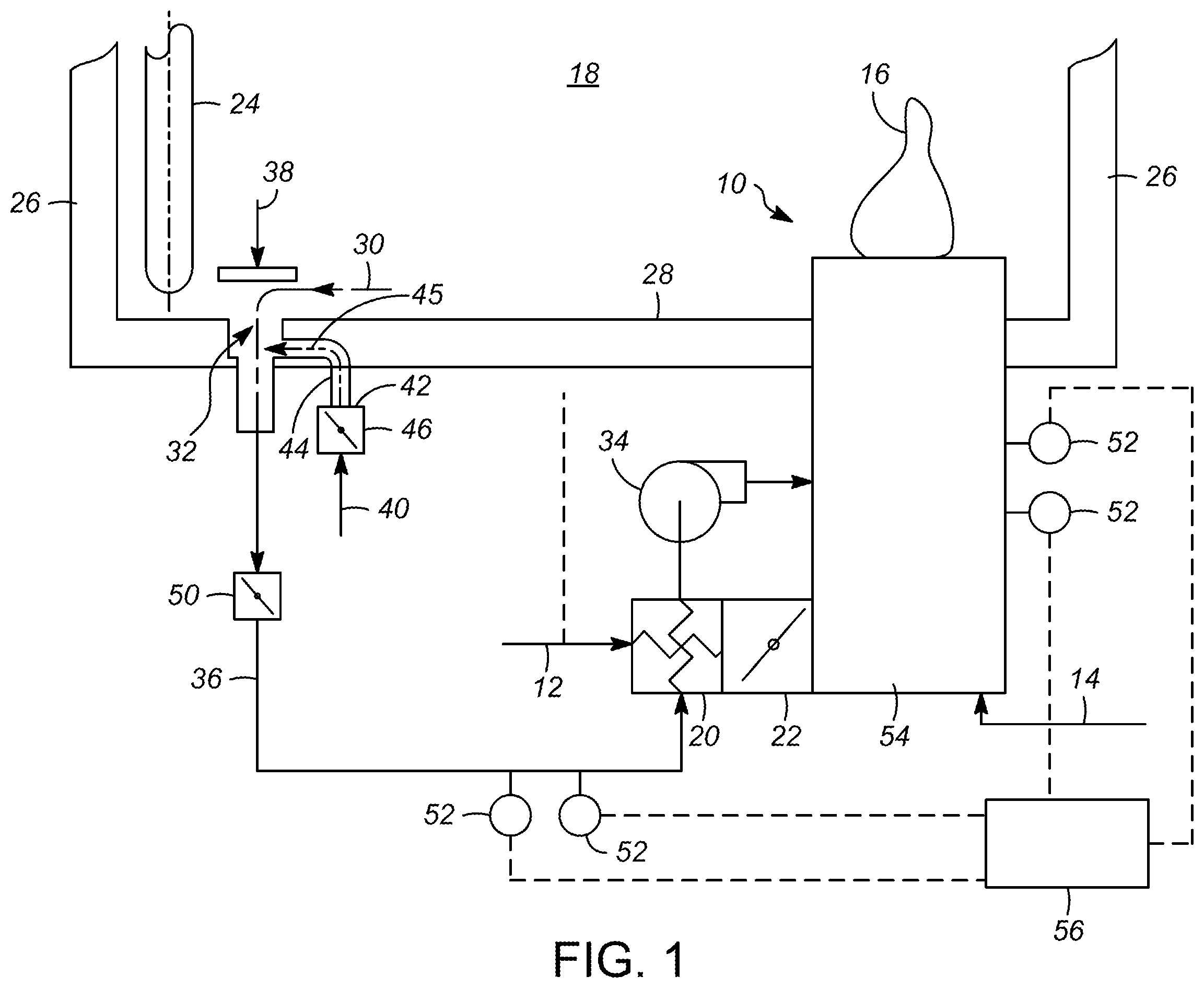 Patent US12460814 — Low NOx gas burner with cooled flue gas recycle — Figure 1