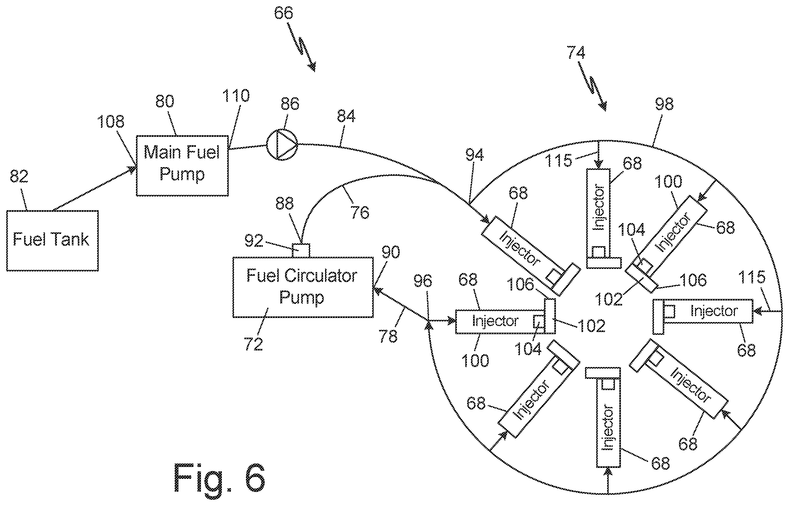 Patent US12460819 Figure 6 – Continuous flow fuel system