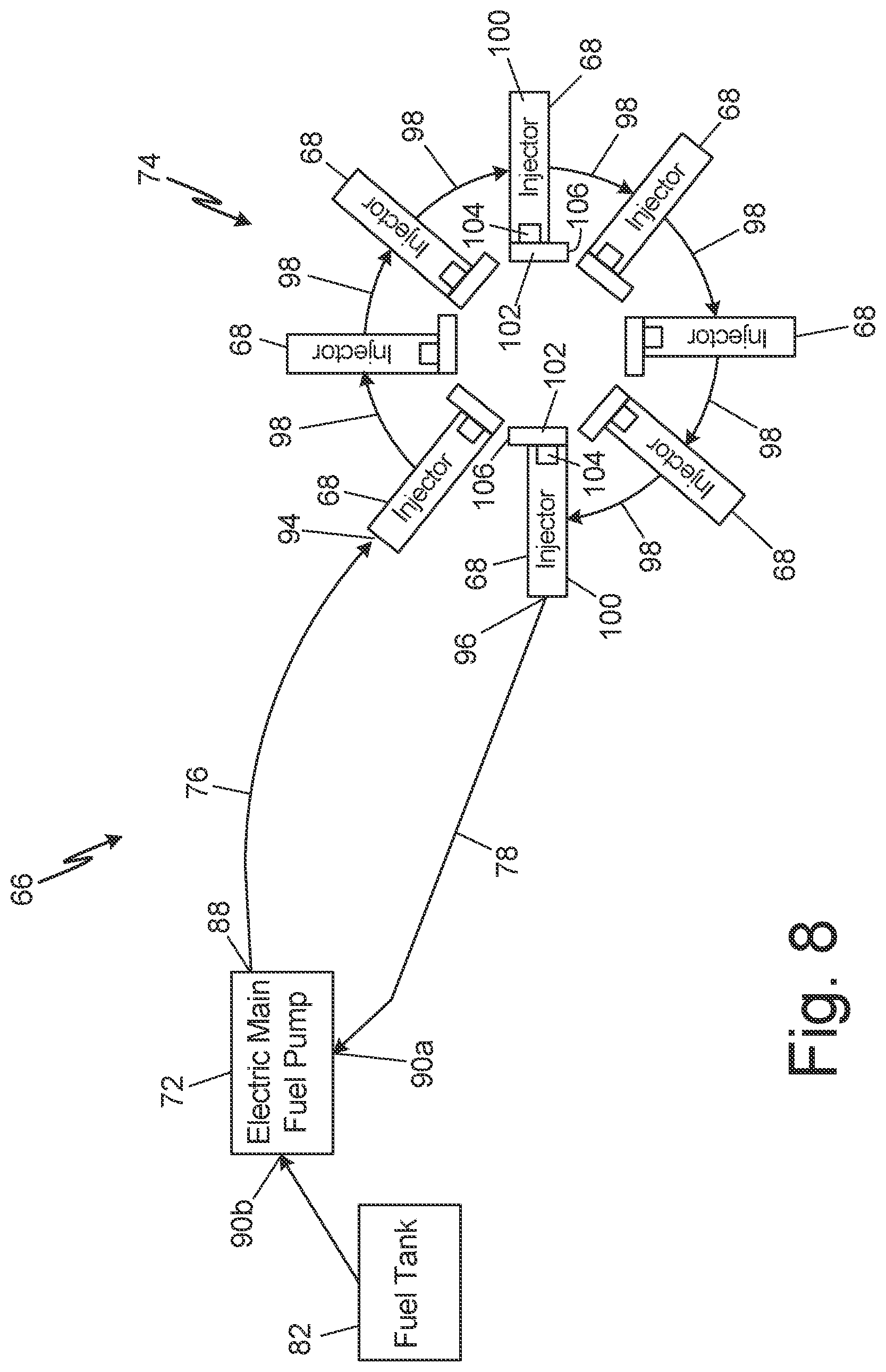 Patent US12460819 Figure 8 – Continuous flow fuel system