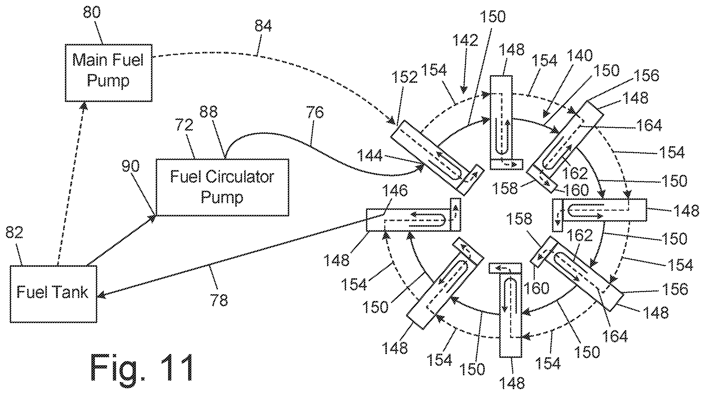 Patent US12460819 Figure 11 – Continuous flow fuel system