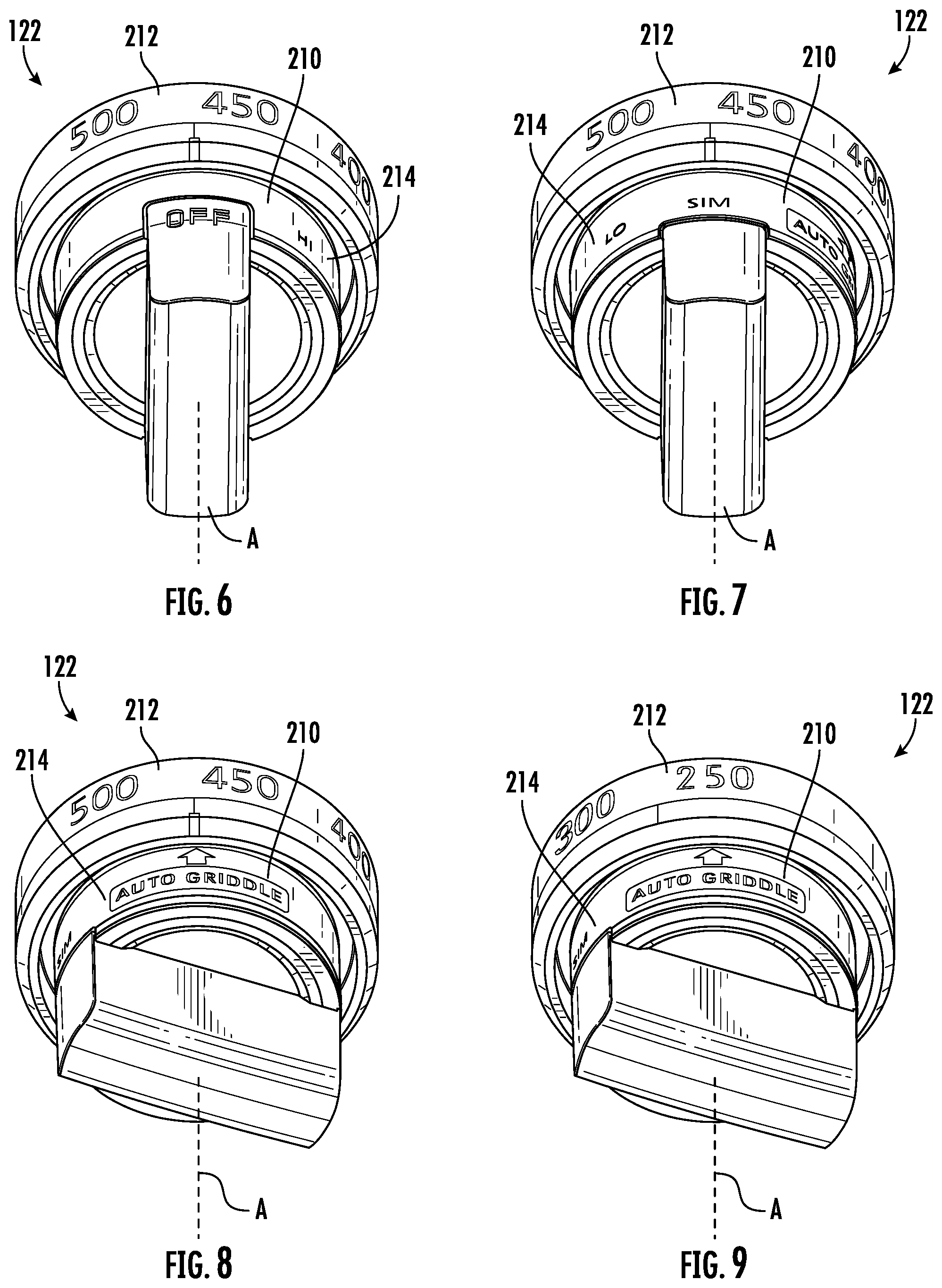 Patent US12460824 Figure 4 – Gas cooktop with griddle assembly including temperature probe for monitoring failure modes