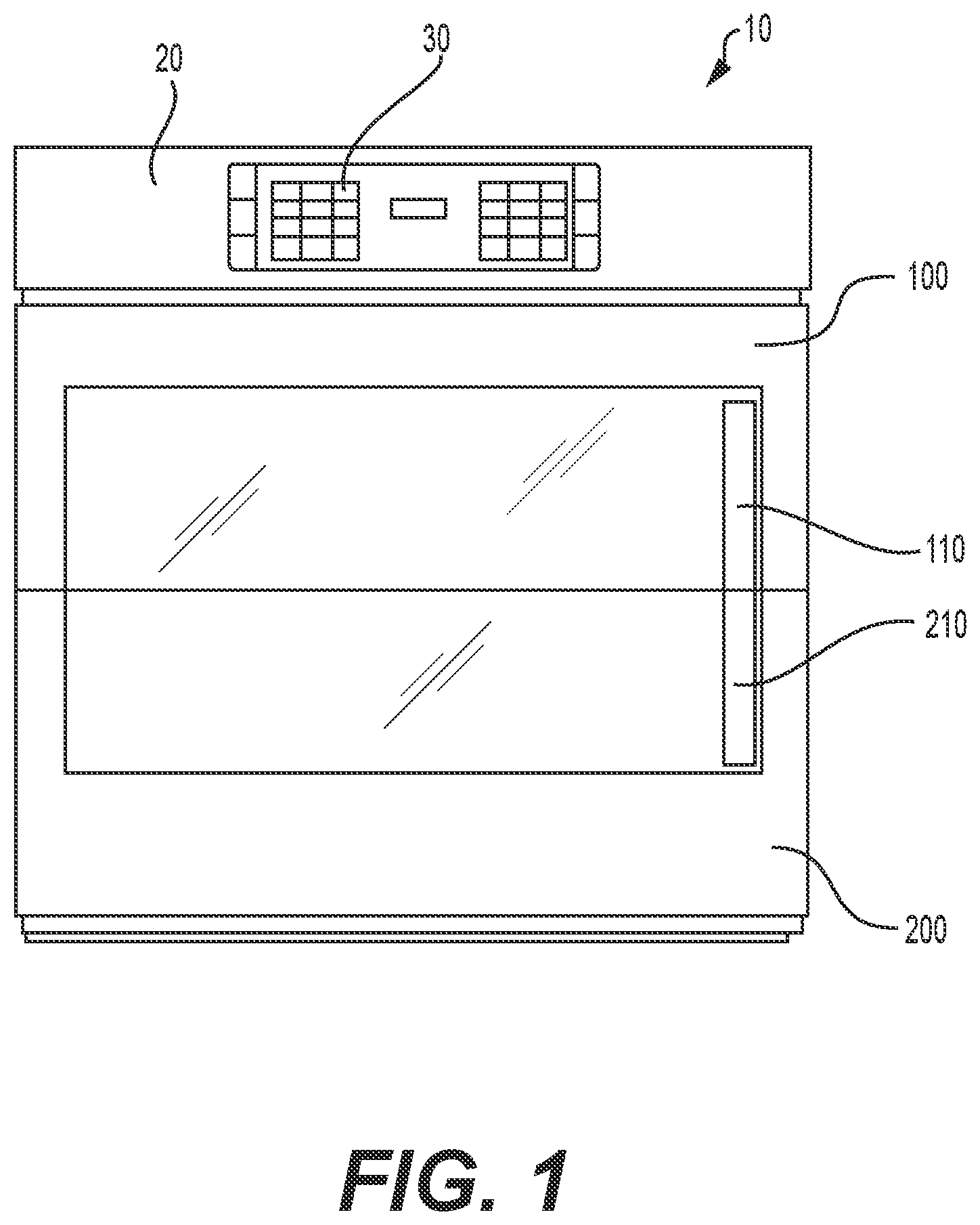 Patent US12460826 Figure 1 – Interlocking dual side hinge door for a domestic kitchen appliance