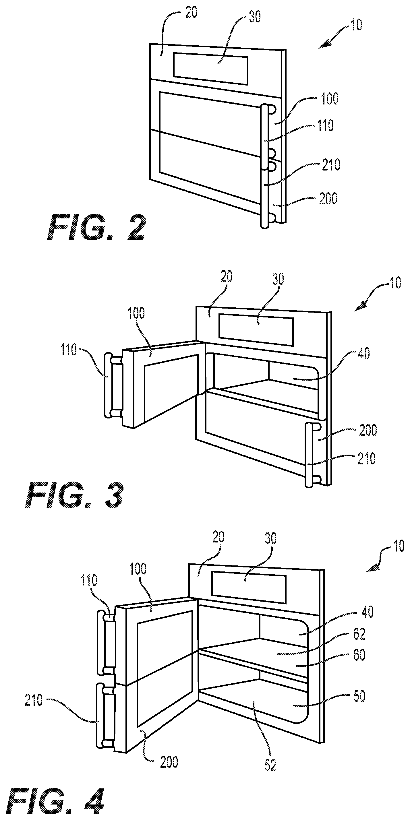 Patent US12460826 Figure 2 – Interlocking dual side hinge door for a domestic kitchen appliance