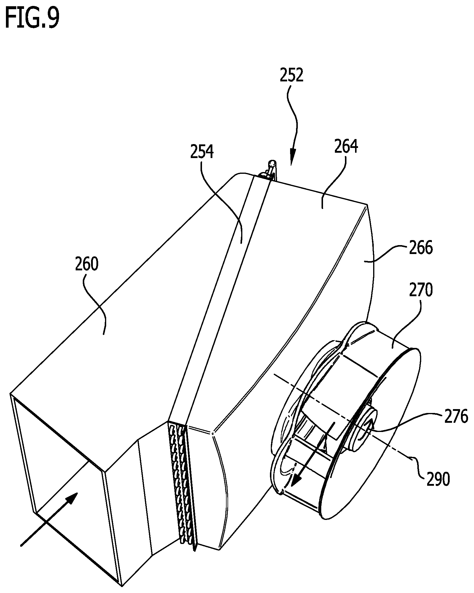 Patent US12460828 Figure 8 – Device for exchanging thermal energy with ambient air and heat pump with a device of this type