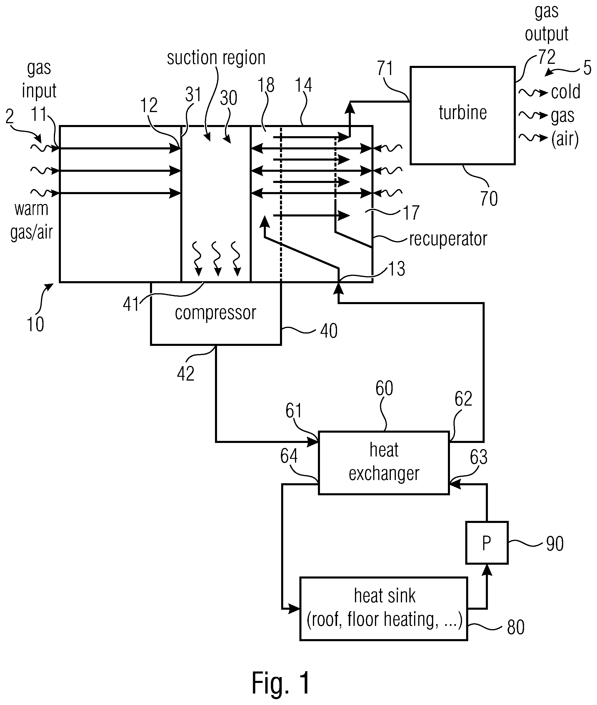 Patent US12460840 Figure 1 – Gas refrigerating machine, method for operating a gas refrigerating machine and method for manufacturing a gas refrigerating machine having a housing