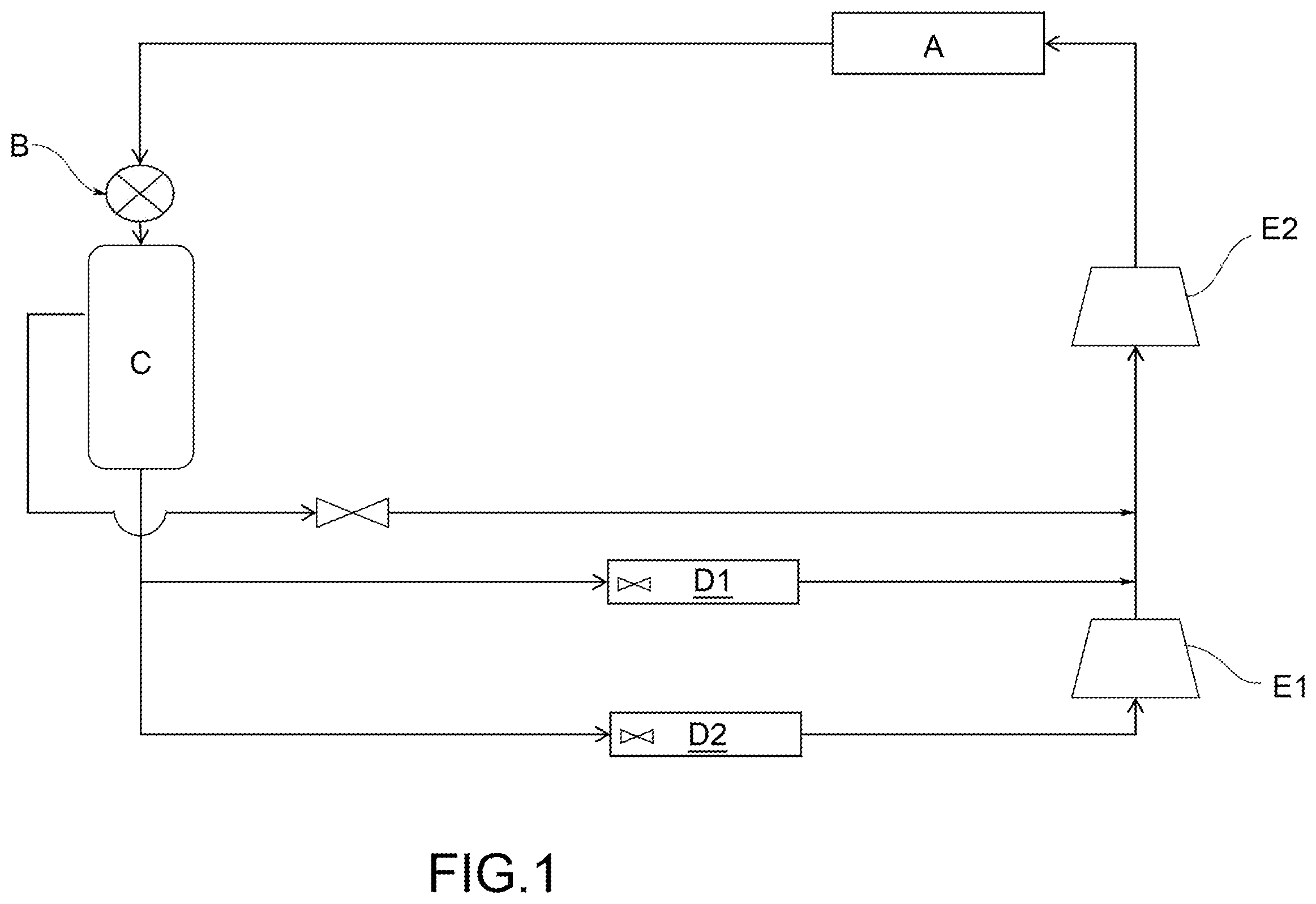 Patent US12460843 Figure 1 – Vapour compression refrigeration system with rotary pressure exchanger and management method of such a system