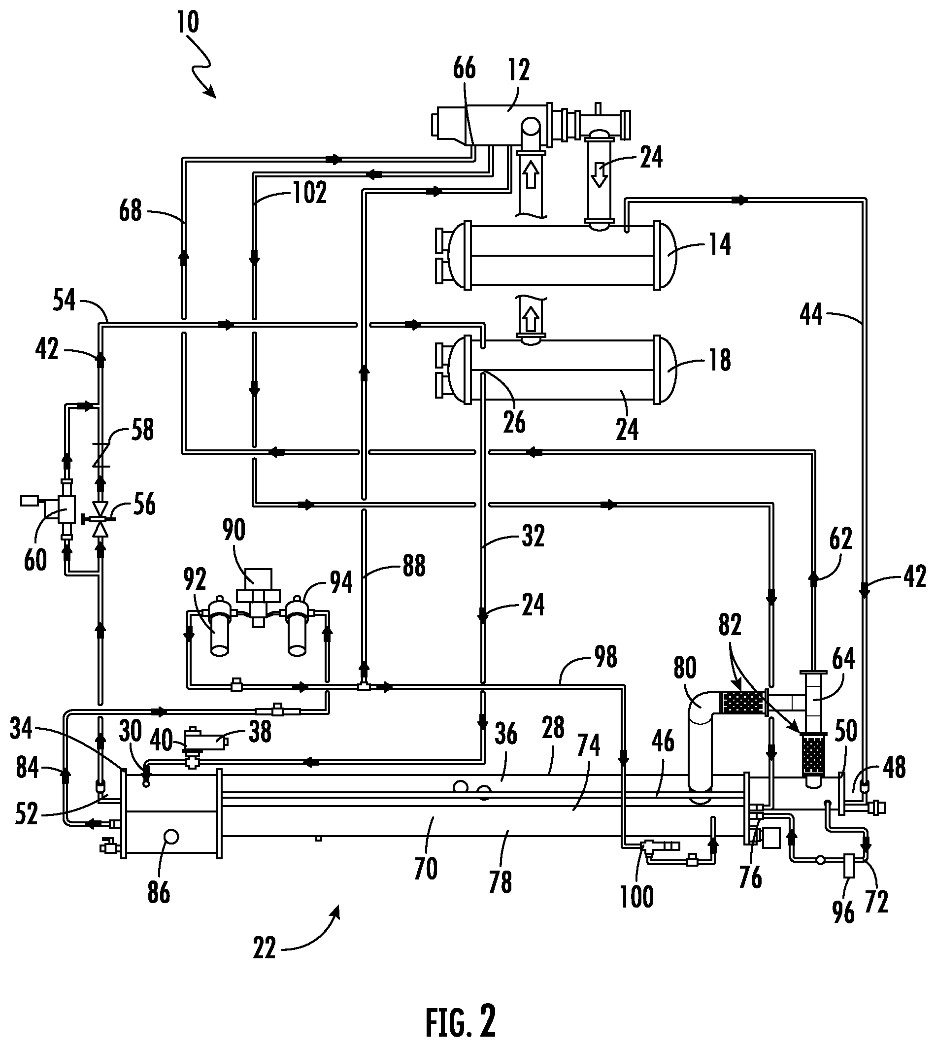 Patent US12460846 Figure 2 – Multi-level oil vaporizer for refrigeration system