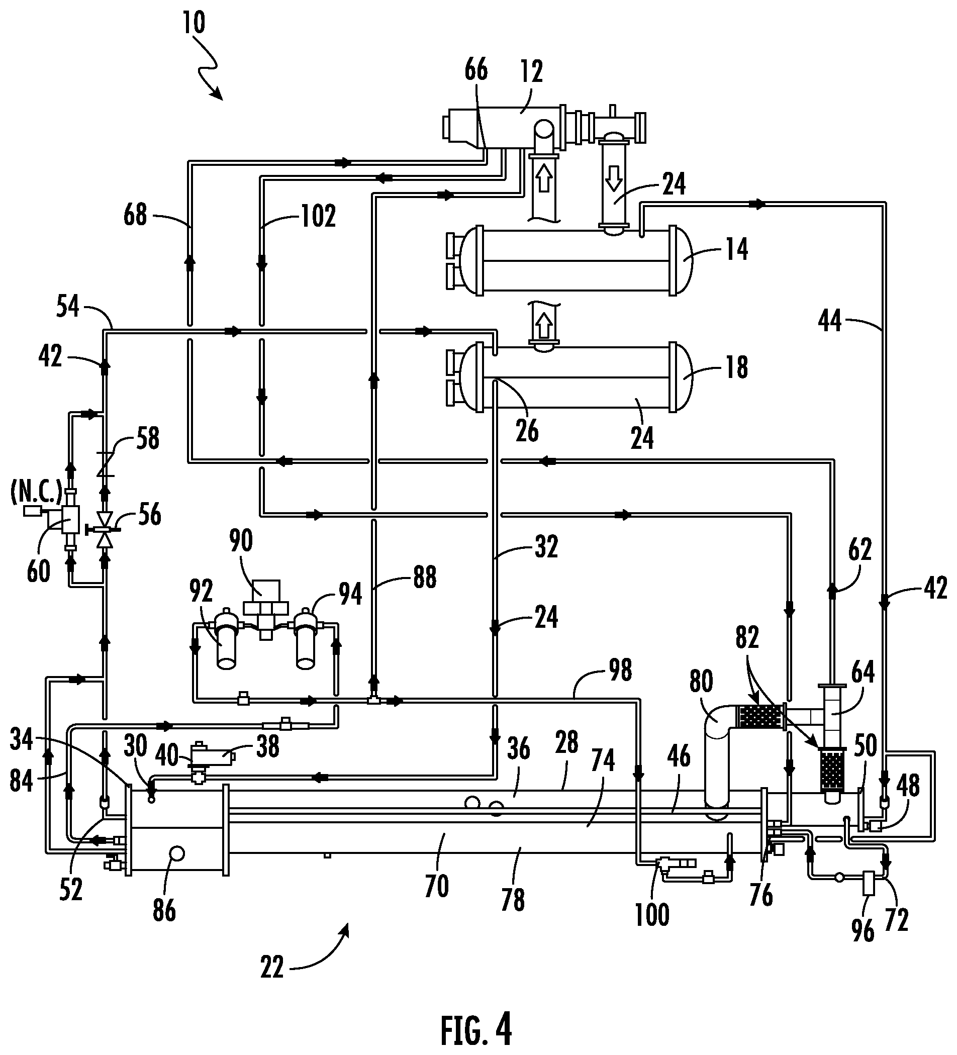 Patent US12460846 Figure 4 – Multi-level oil vaporizer for refrigeration system