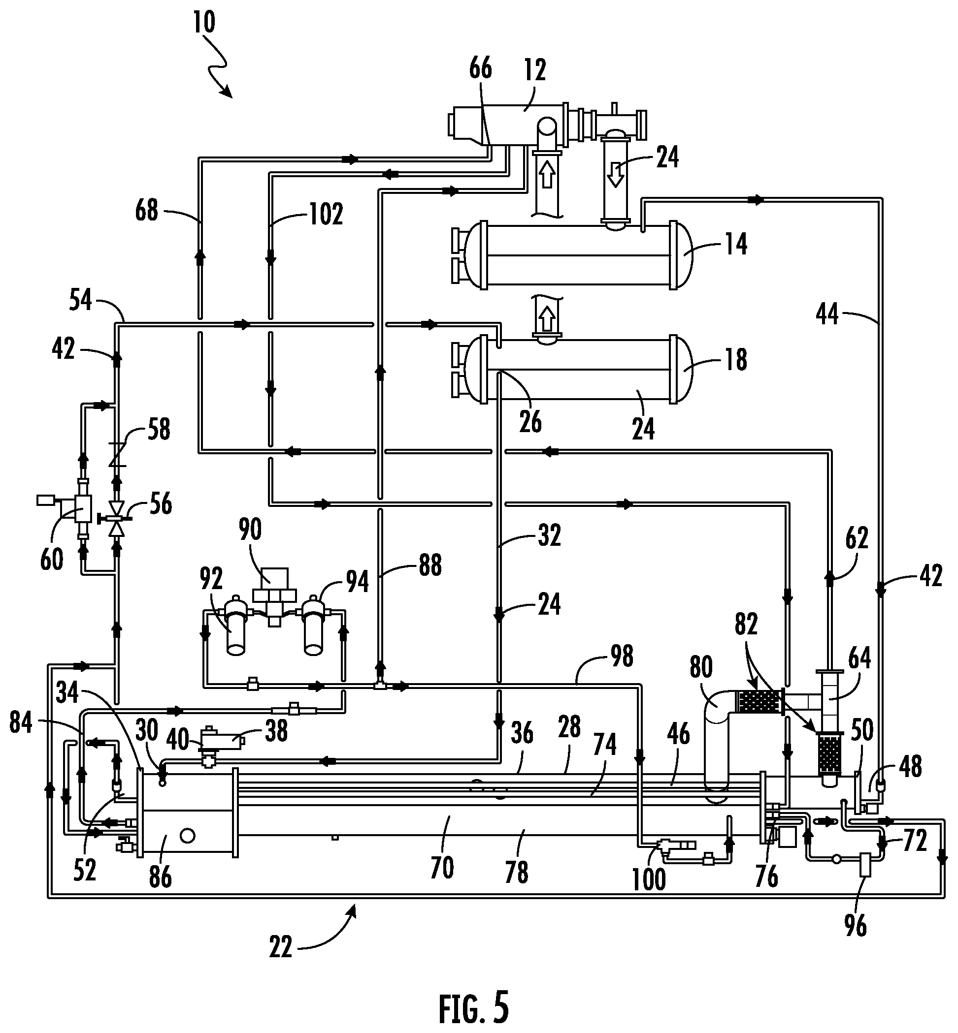 Patent US12460846 Figure 5 – Multi-level oil vaporizer for refrigeration system
