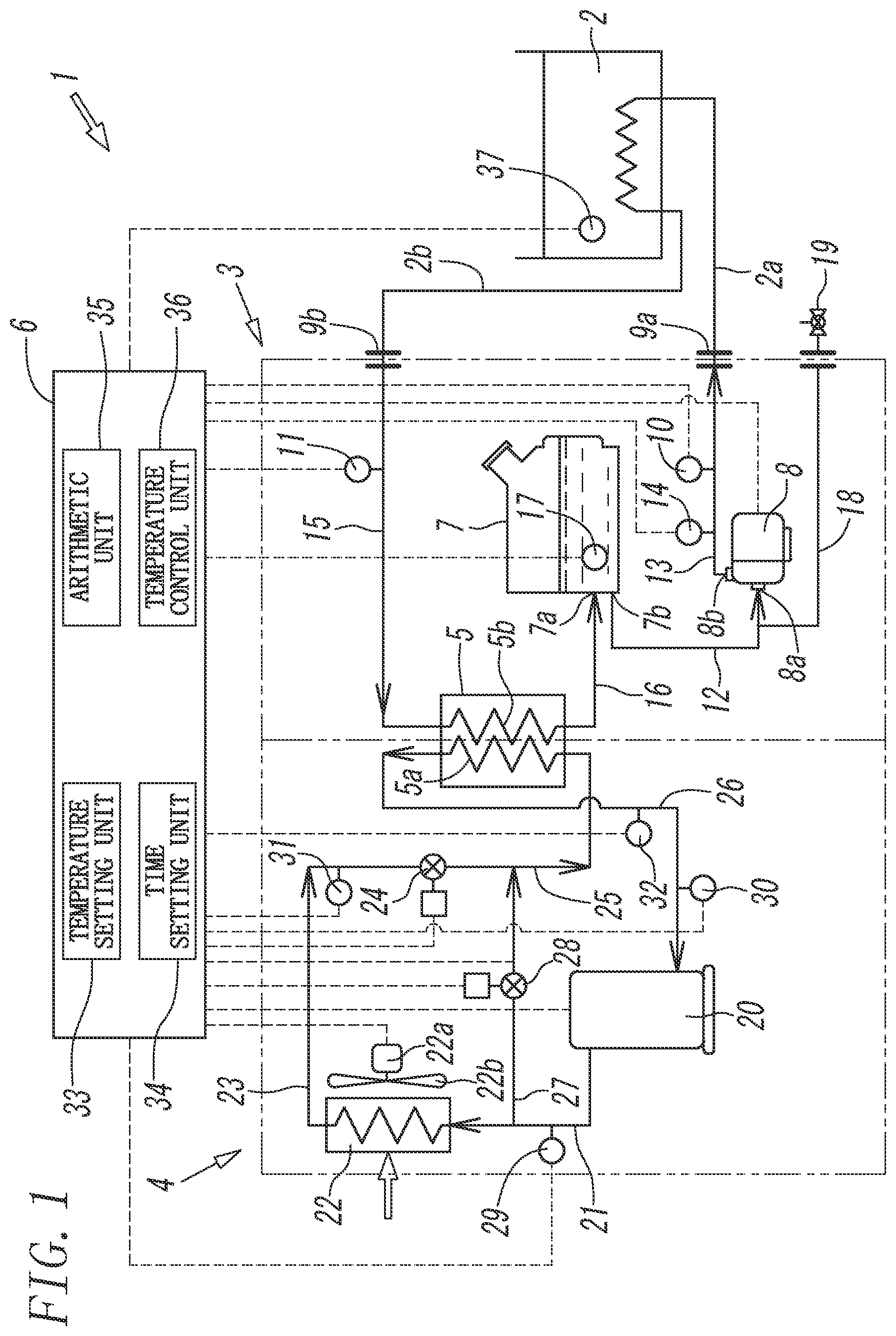Patent US12460851 Figure 1 – Refrigeration-type chiller