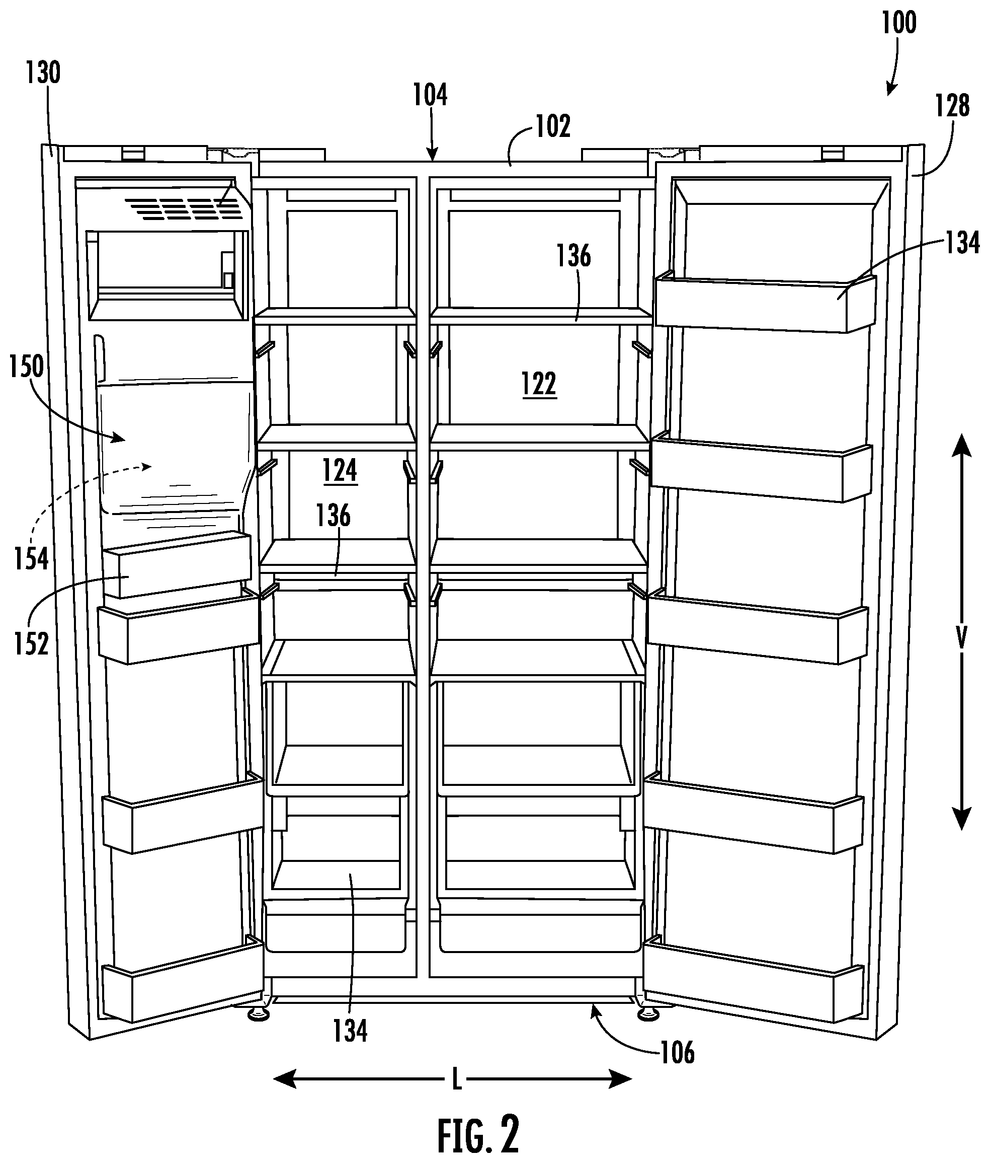 Patent US12460854 Figure 2 – Sweep assembly for a refrigerator icemaker