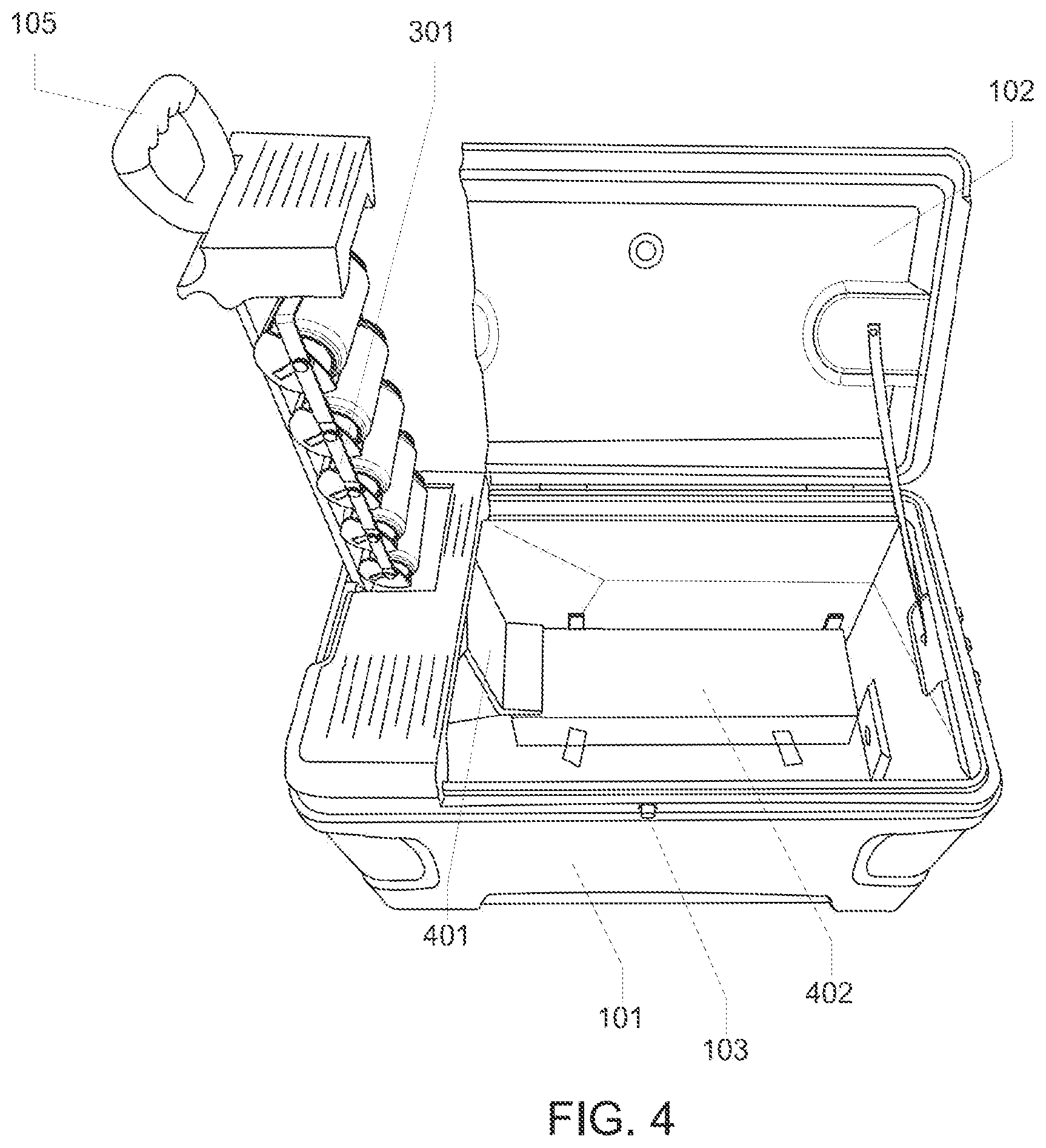 Patent US12460855 Figure 4 – Coolers with telescoping apparatus for access of separate contents