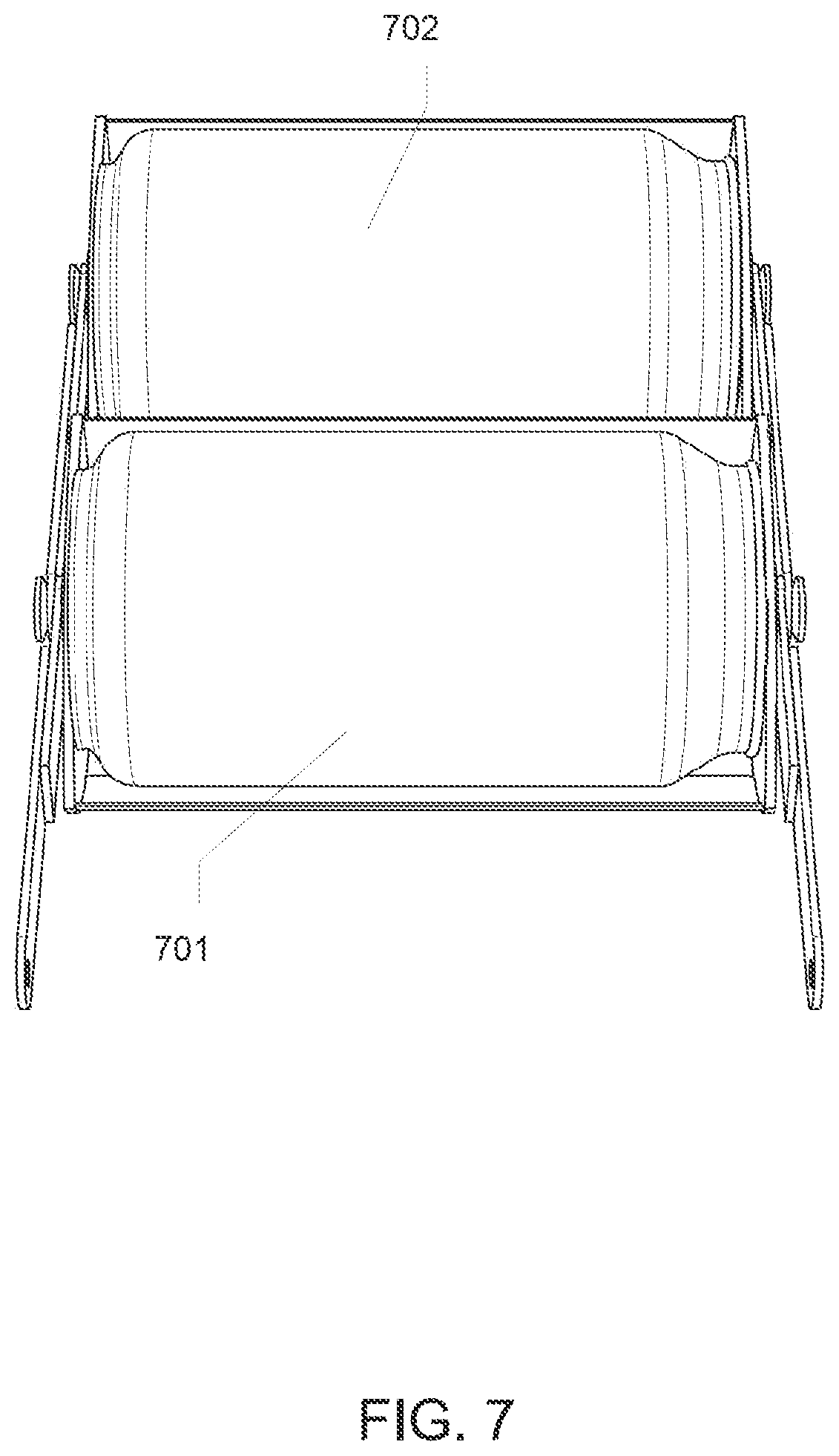 Patent US12460855 Figure 7 – Coolers with telescoping apparatus for access of separate contents
