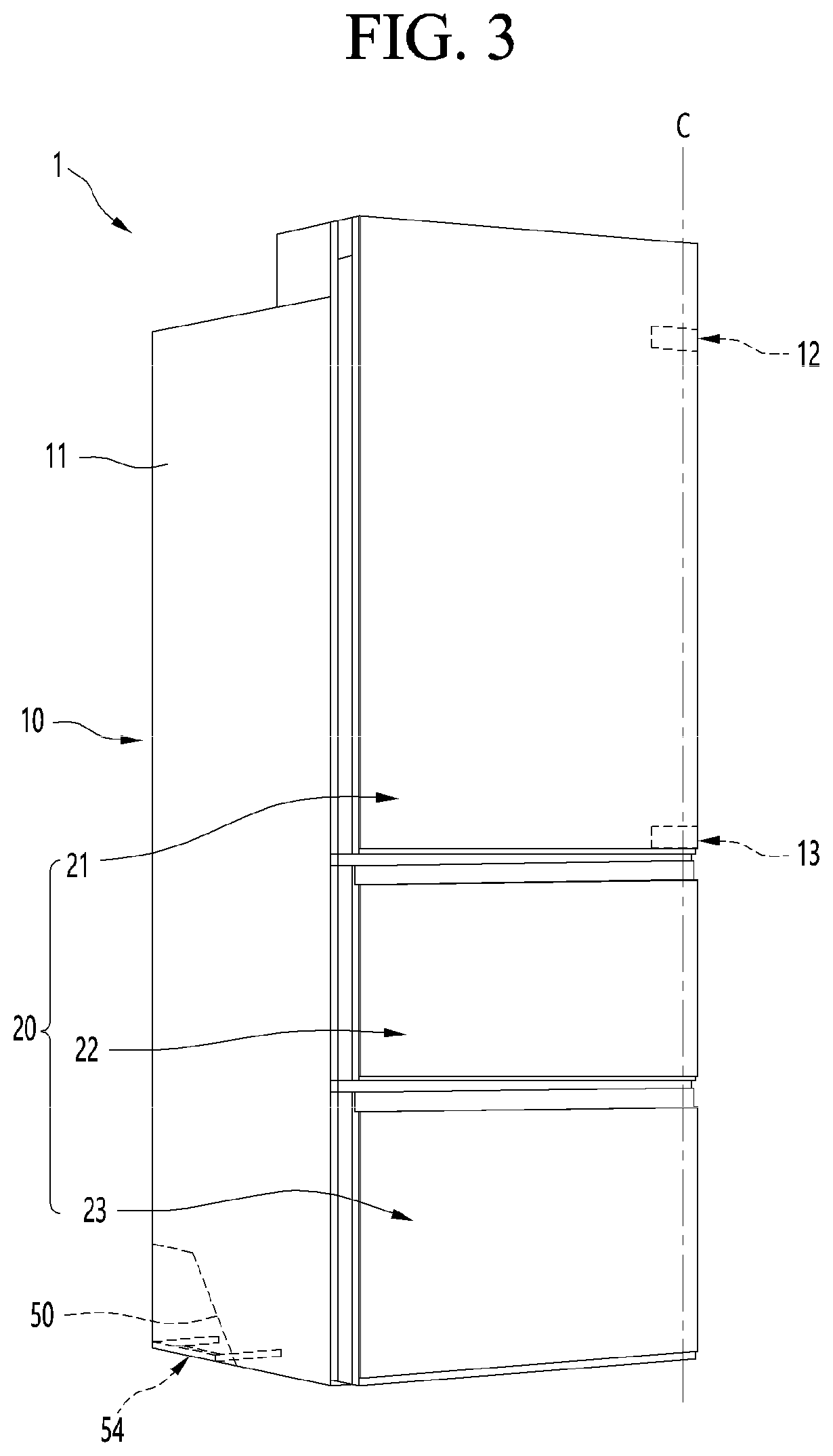 Patent US12460857 Figure 3 – Refrigerator