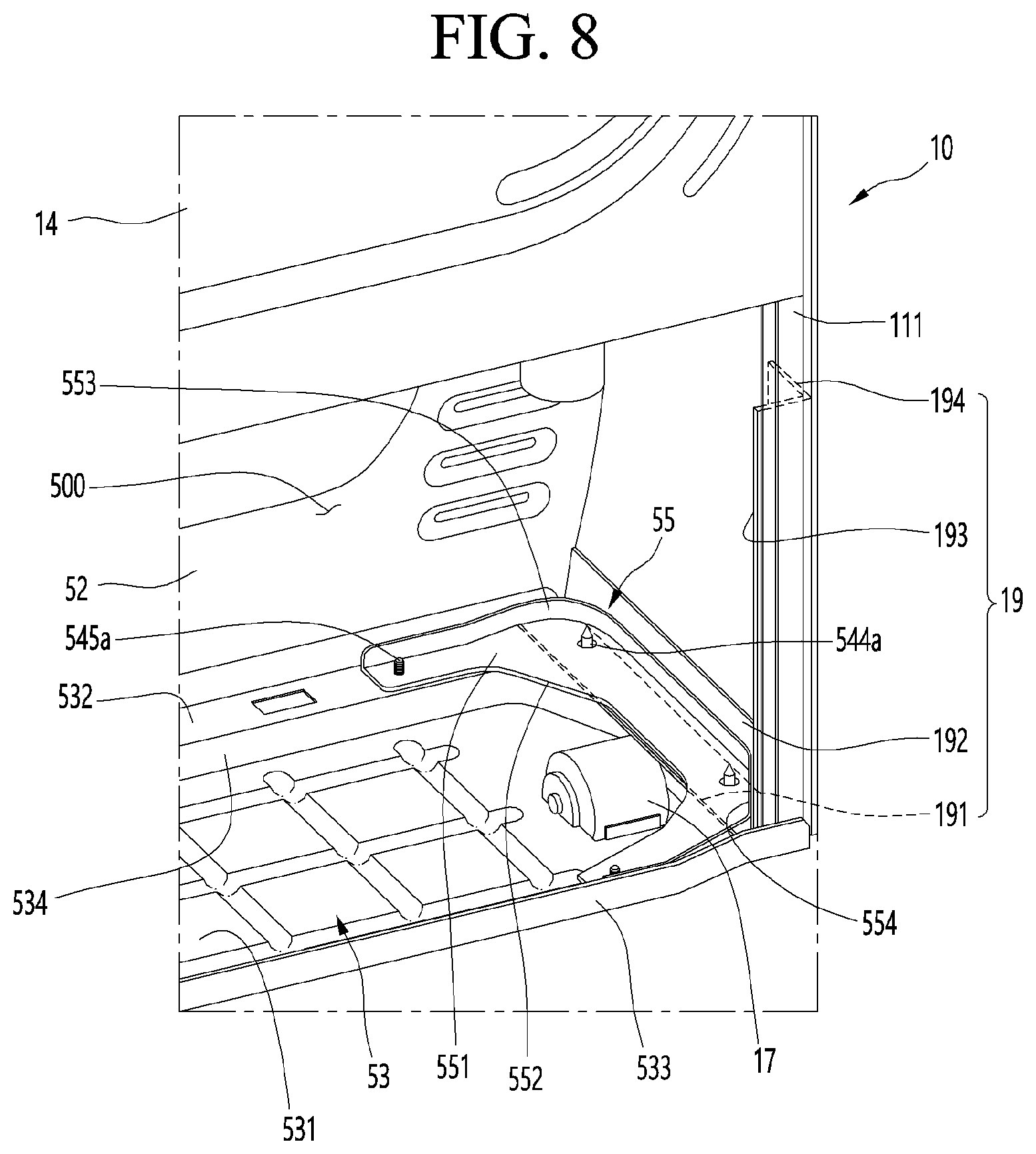 Patent US12460857 Figure 8 – Refrigerator