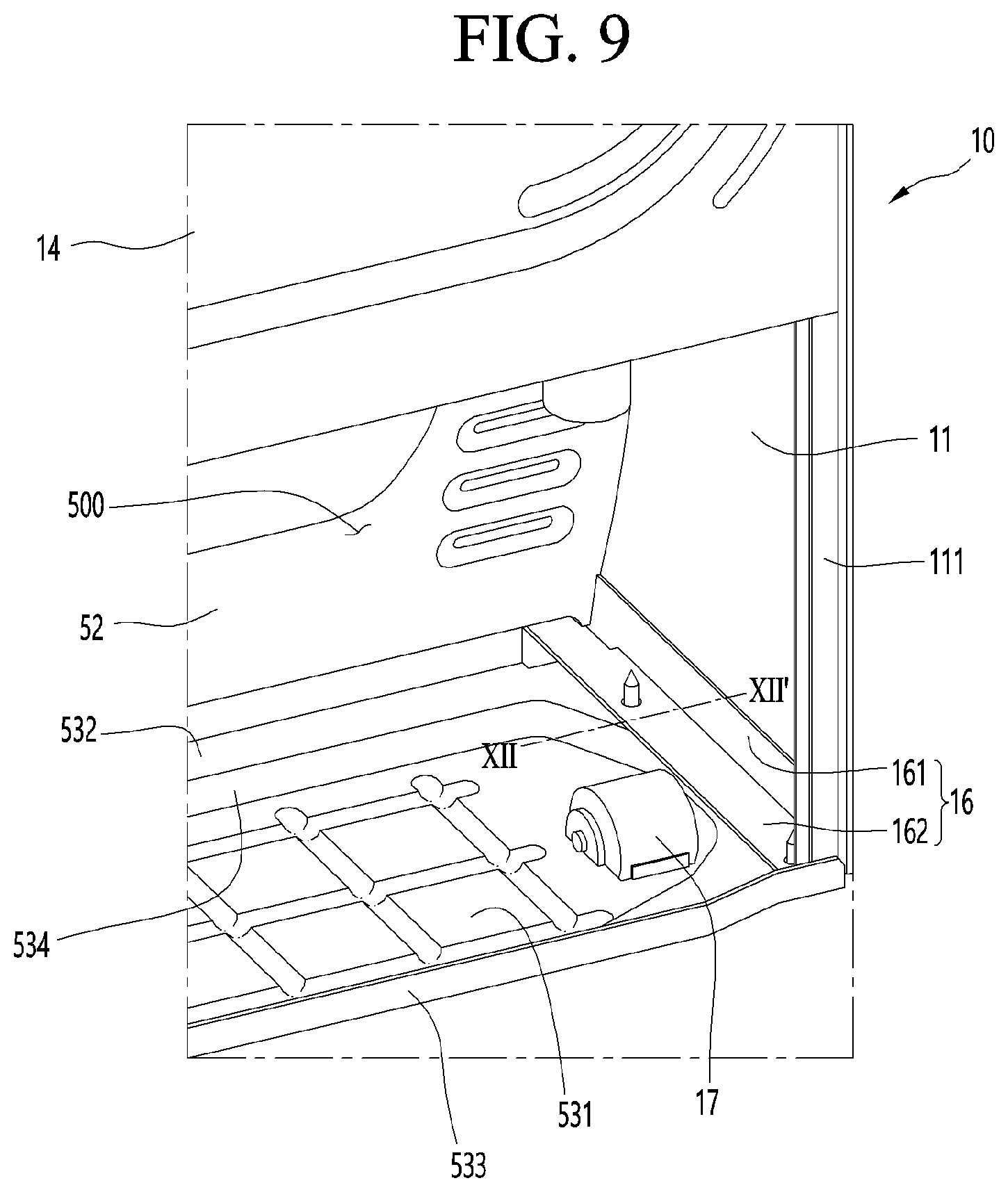 Patent US12460857 Figure 9 – Refrigerator