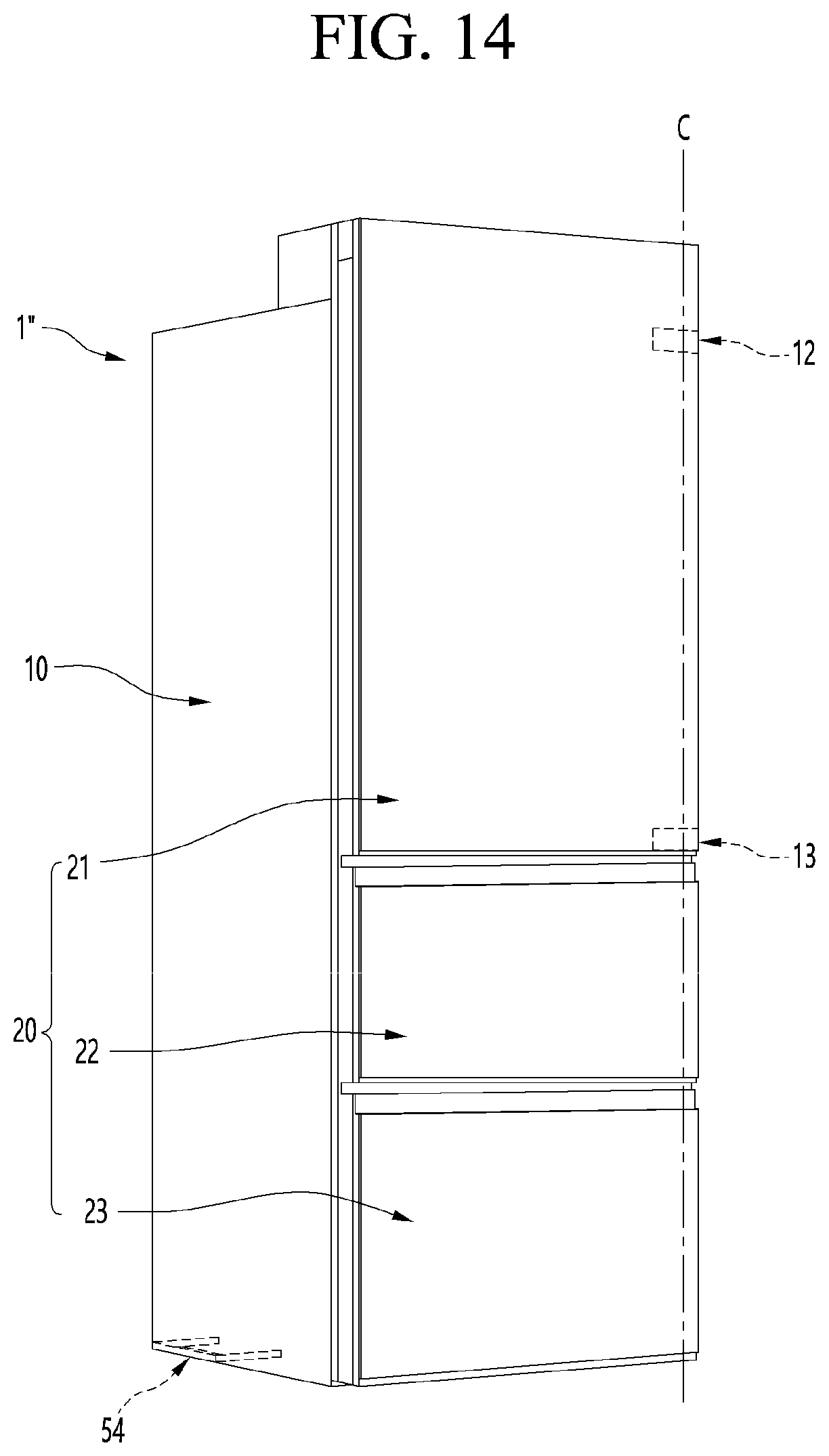 Patent US12460857 Figure 14 – Refrigerator